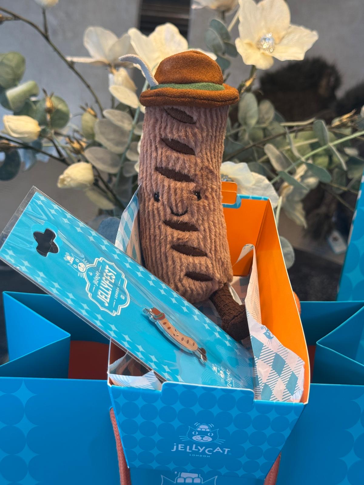 Wilhelm Von Bratwurst Jellycat with KaDeWe Jellyfest packaging