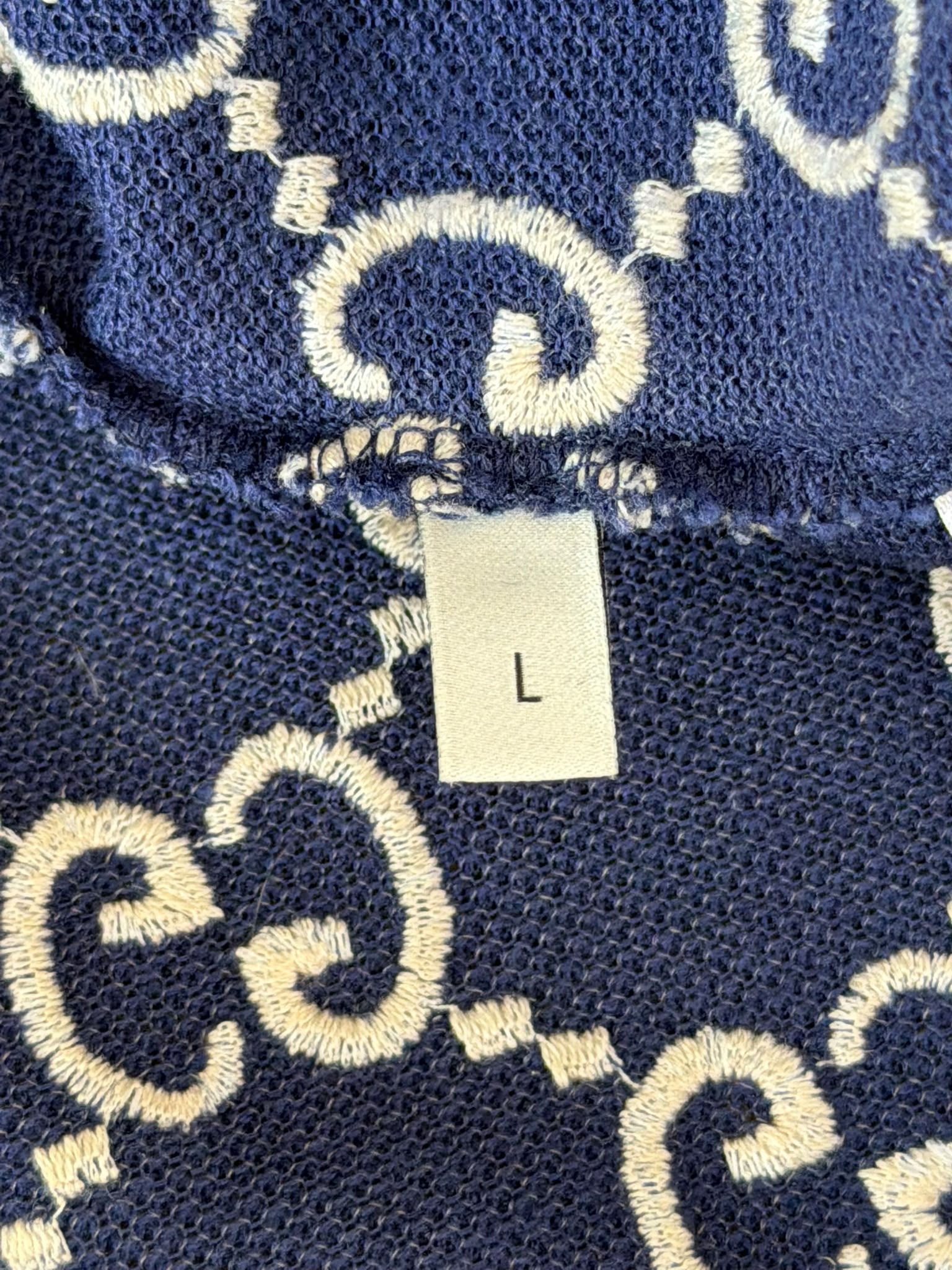 Pre-owned Gucci designer polo shirt navy and cream
