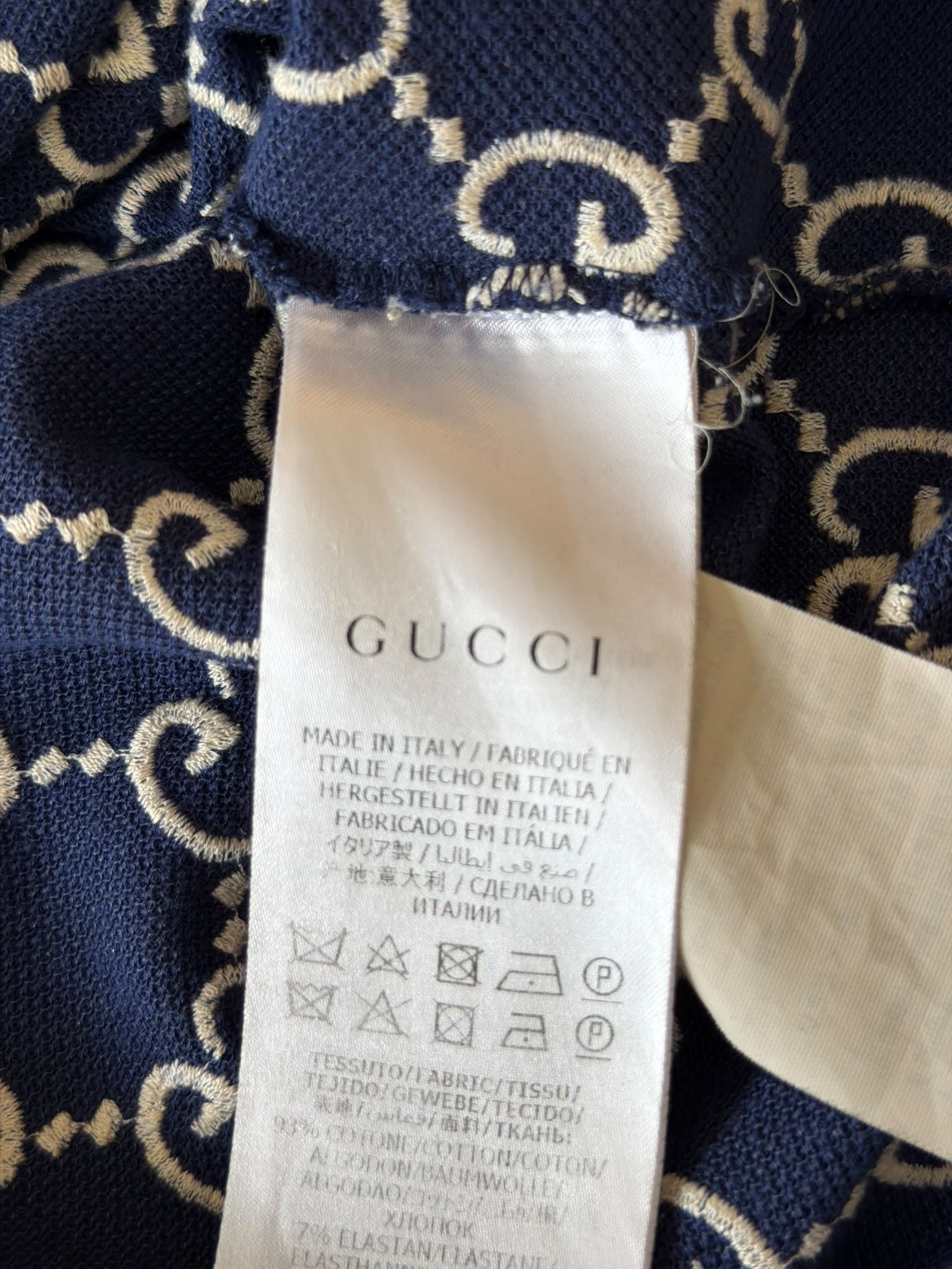 Gucci Gucci GG Jacquard Polo Shirt – Navy & Ivory – Size L — photograph 8