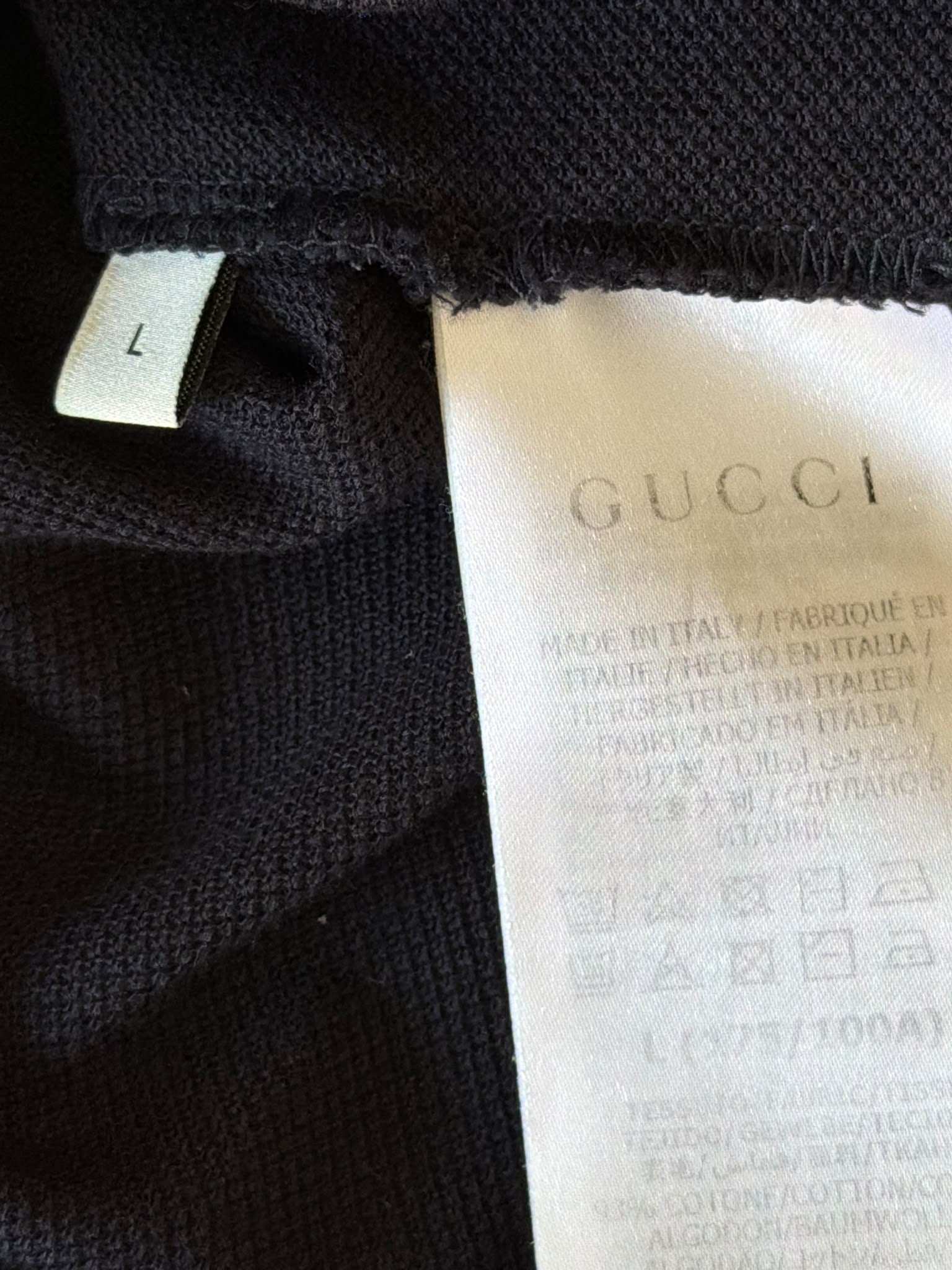 Gucci Gucci Interlocking G Stripe Polo Shirt – Navy & Beige – Size L — photograph 9