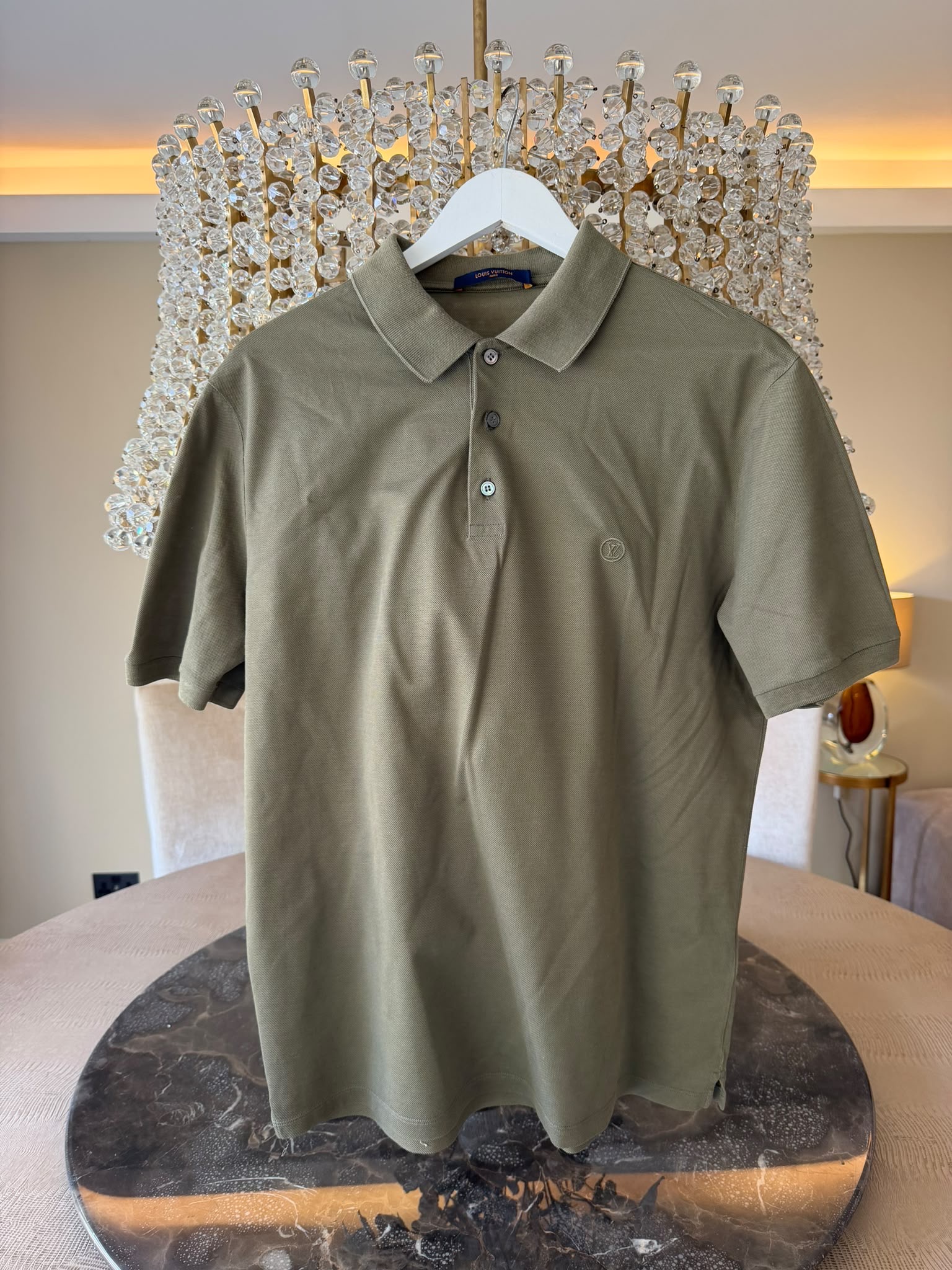 Louis Vuitton khaki polo collar and buttons