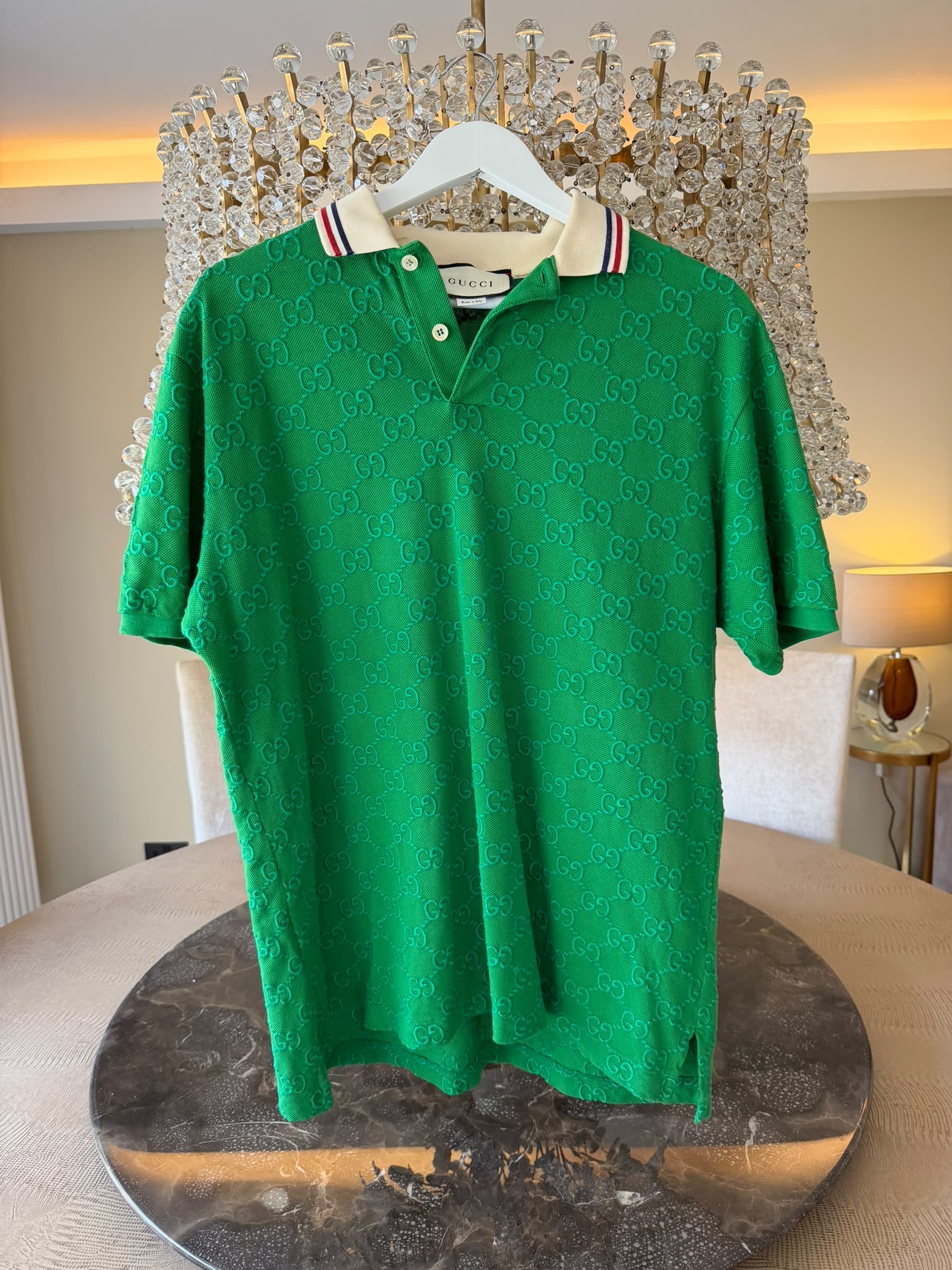 Gucci GG Jacquard Polo Shirt – Emerald Green – Size L