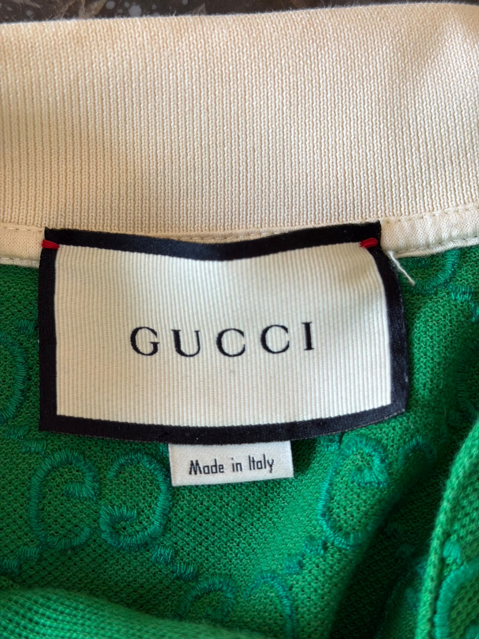 Gucci green monogram polo shirt front