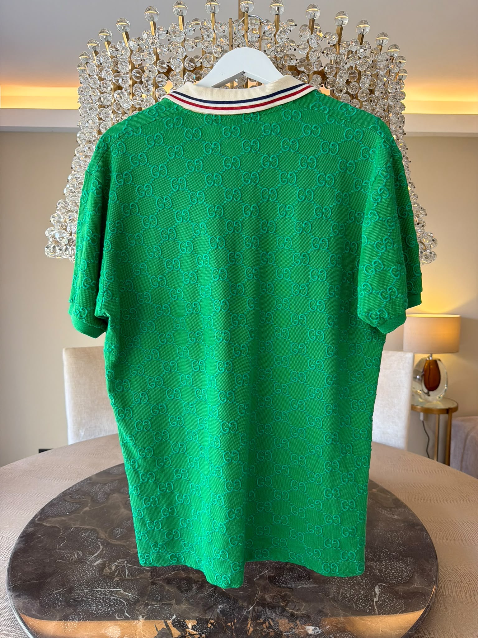 Gucci tonal GG embroidered jacquard fabric detail