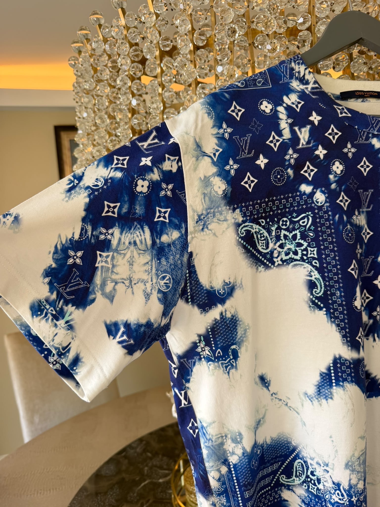 Louis Vuitton blue white bandana monogram T-shirt front