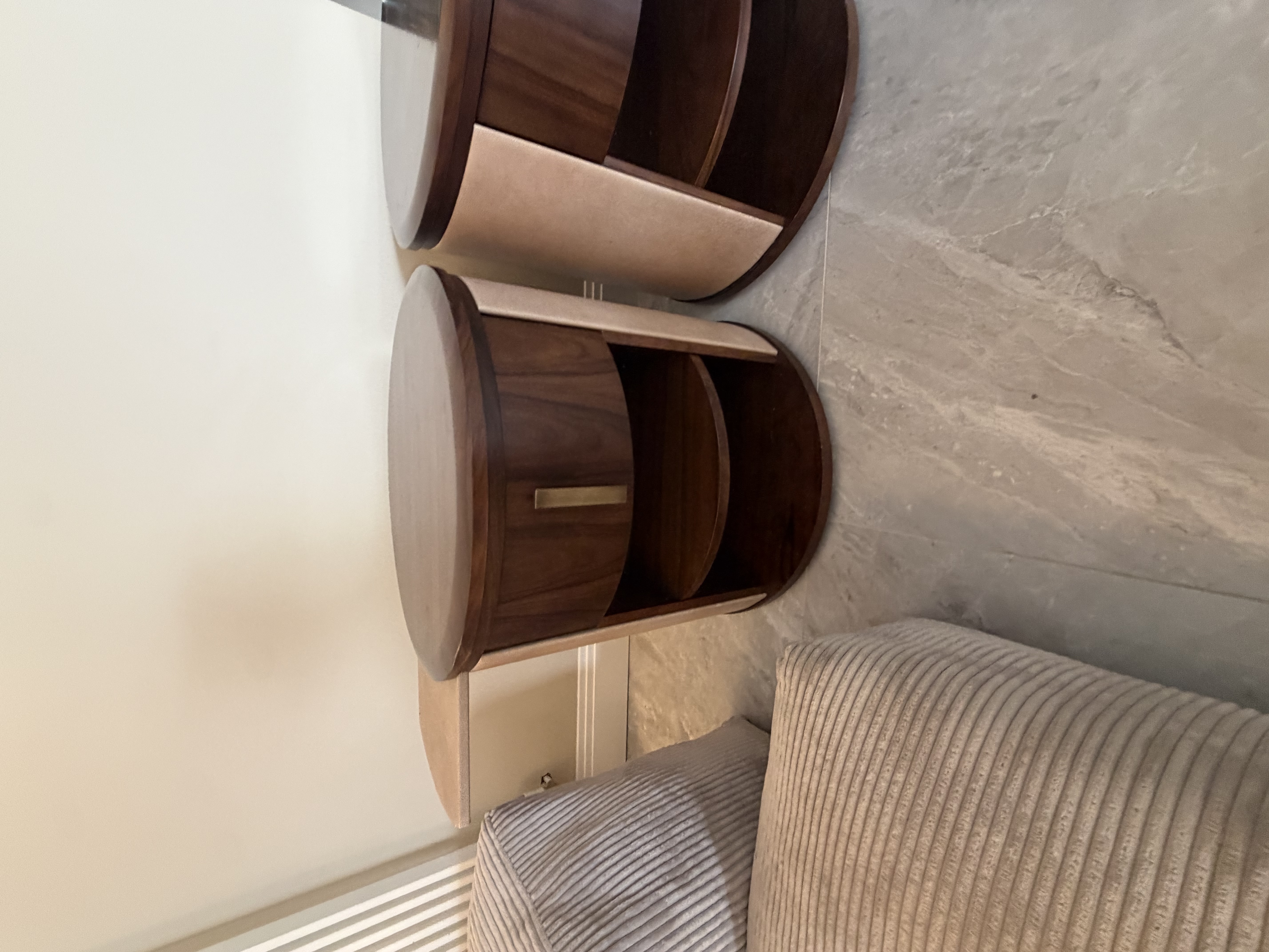 Smania Argo bedside tables with pull-out leather side shelves