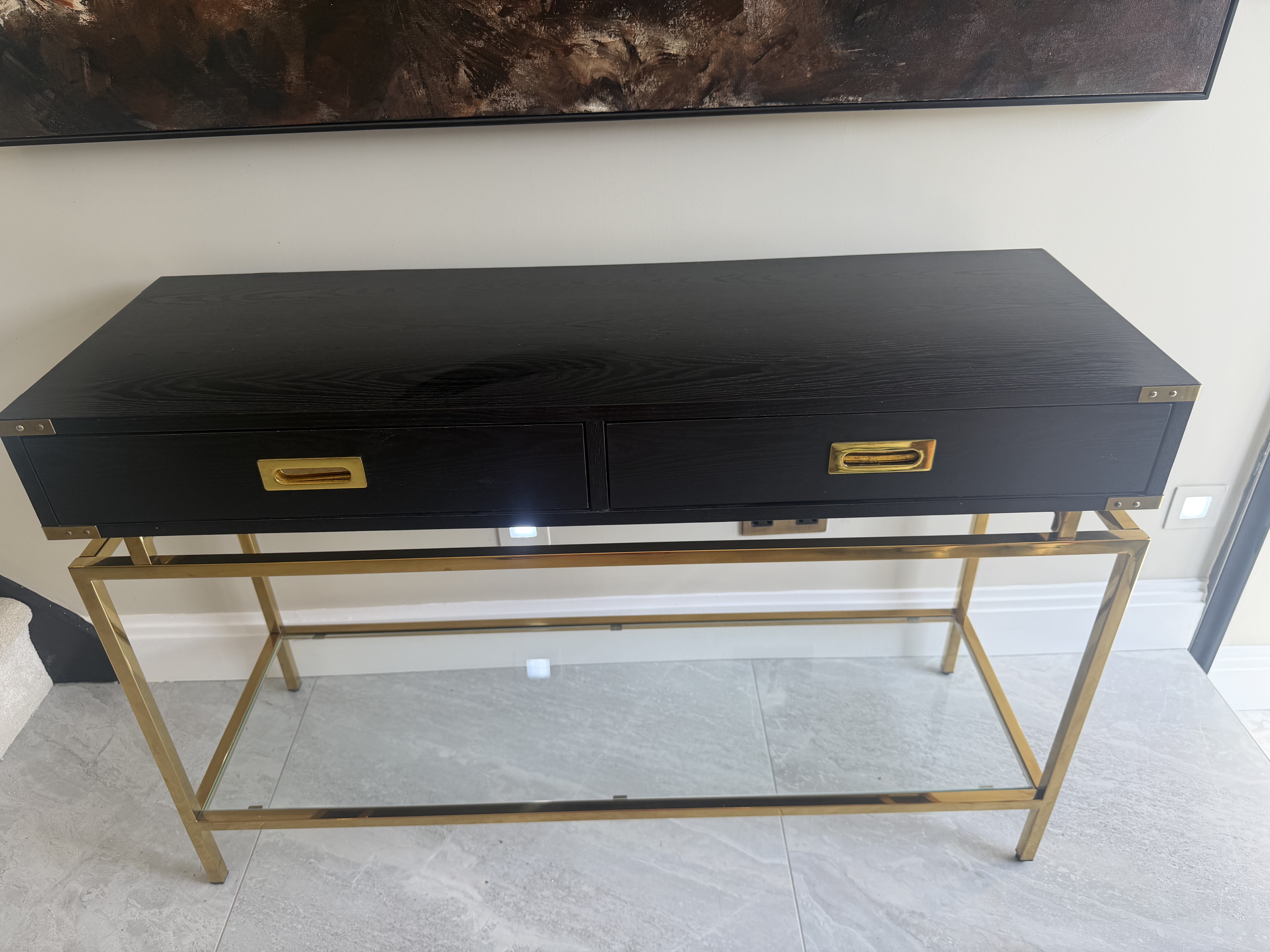 Liang & Eimil Genoa Console Table – Black Ash & Polished Brass