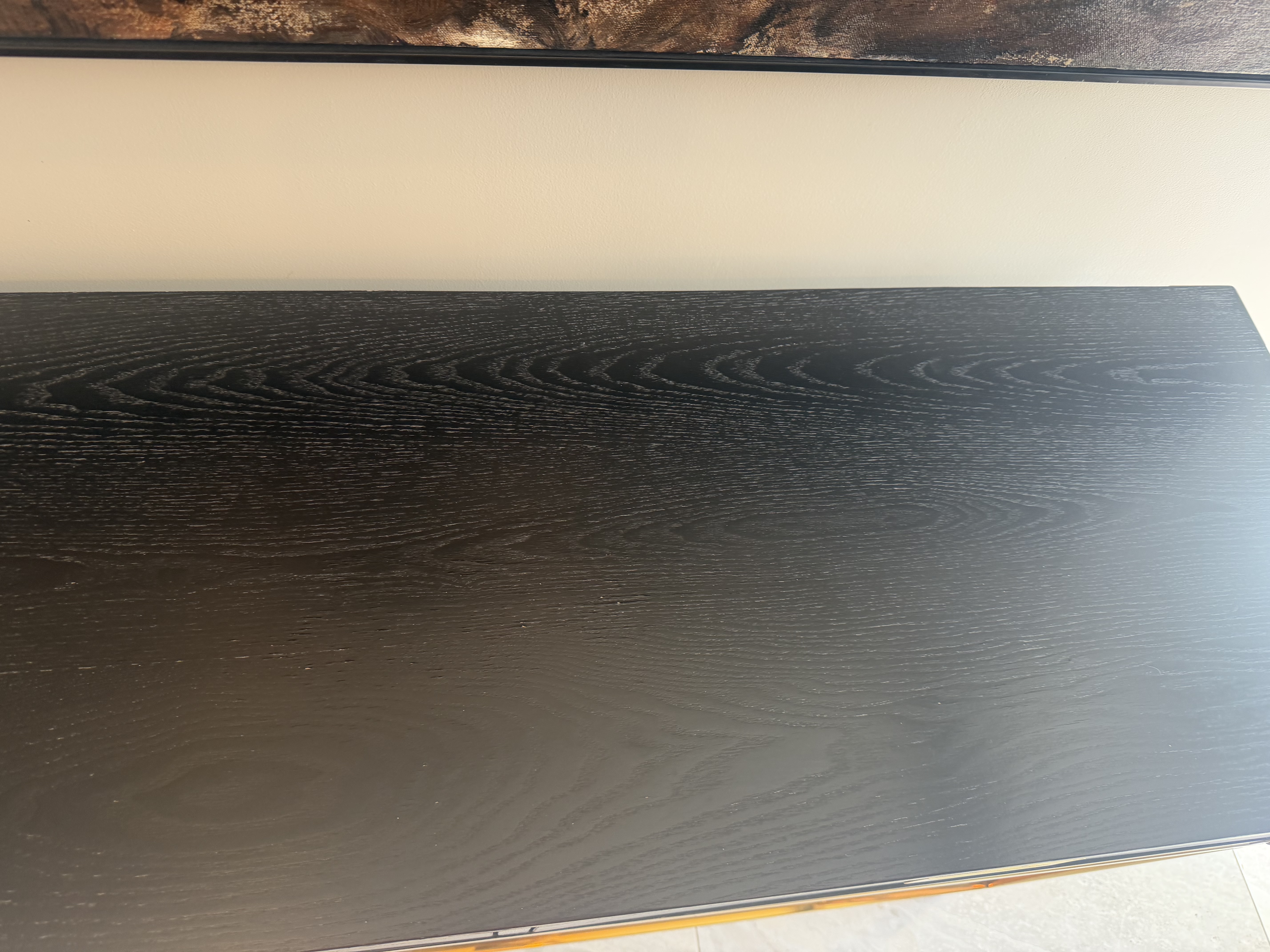 Figured black ash veneer top of Liang and Eimil Genoa console table