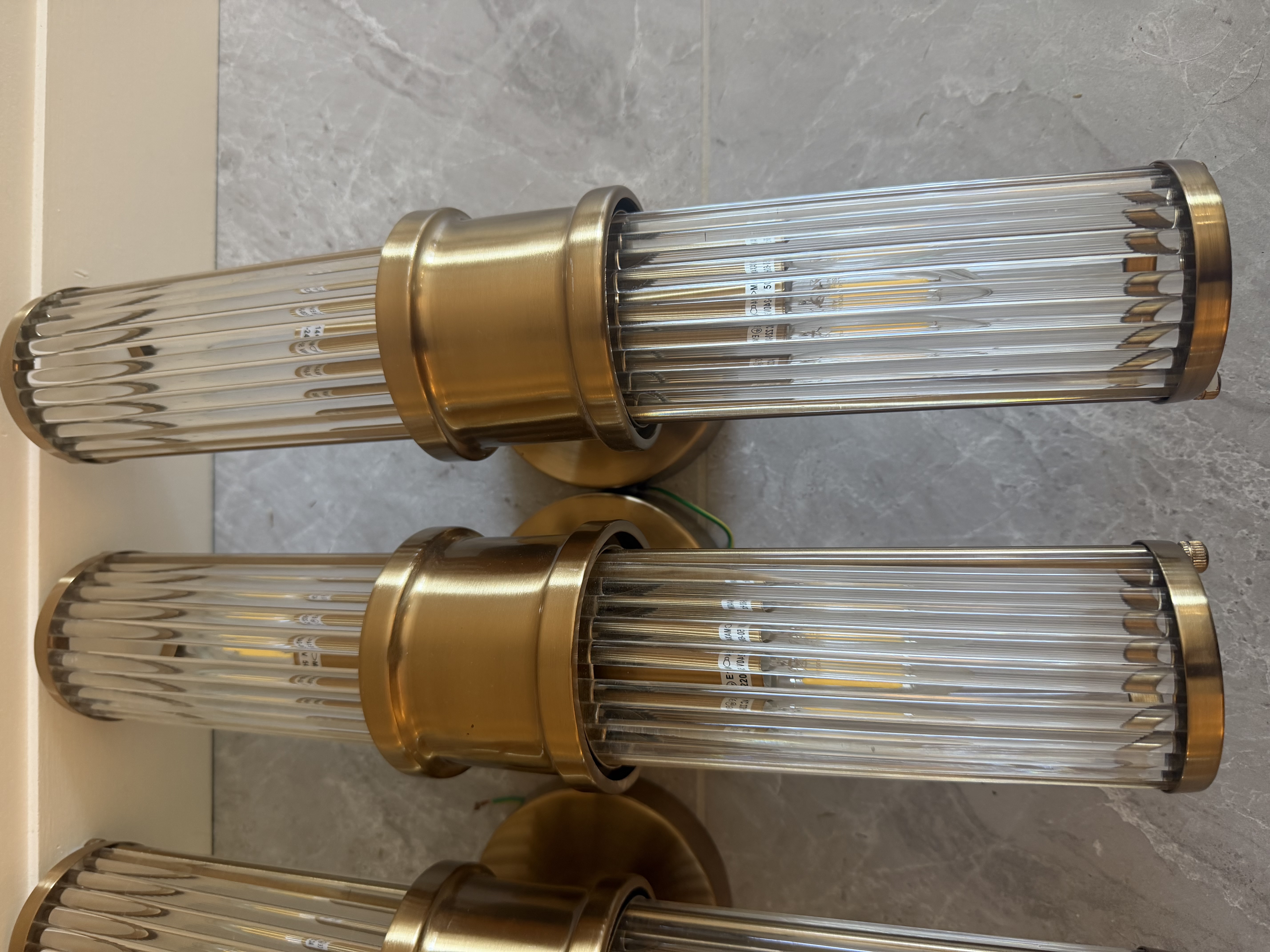 Eichholtz Glorious XL designer brass wall light with glass rods