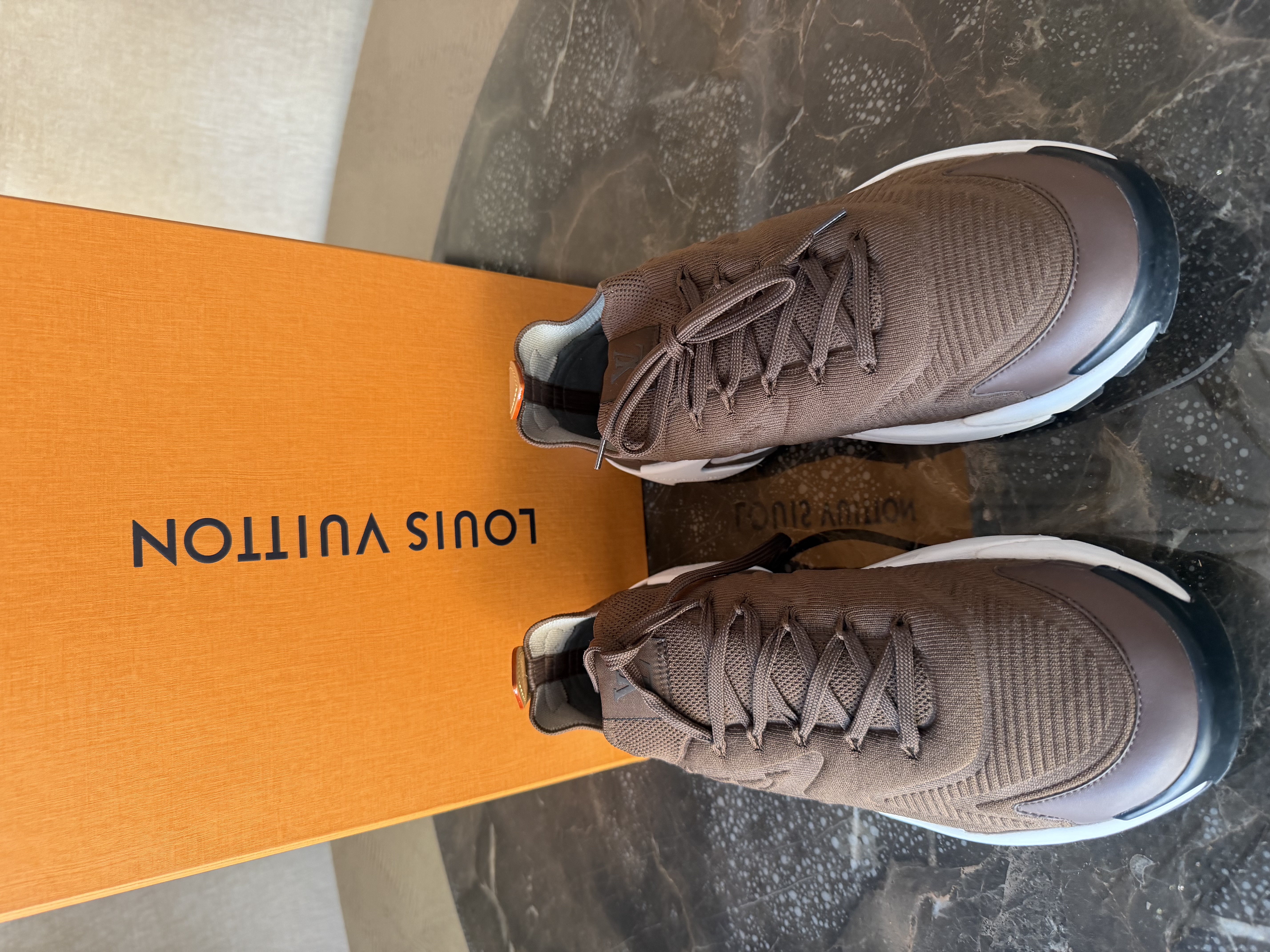 Louis Vuitton Louis Vuitton Brown Knit Trainers with Original Box