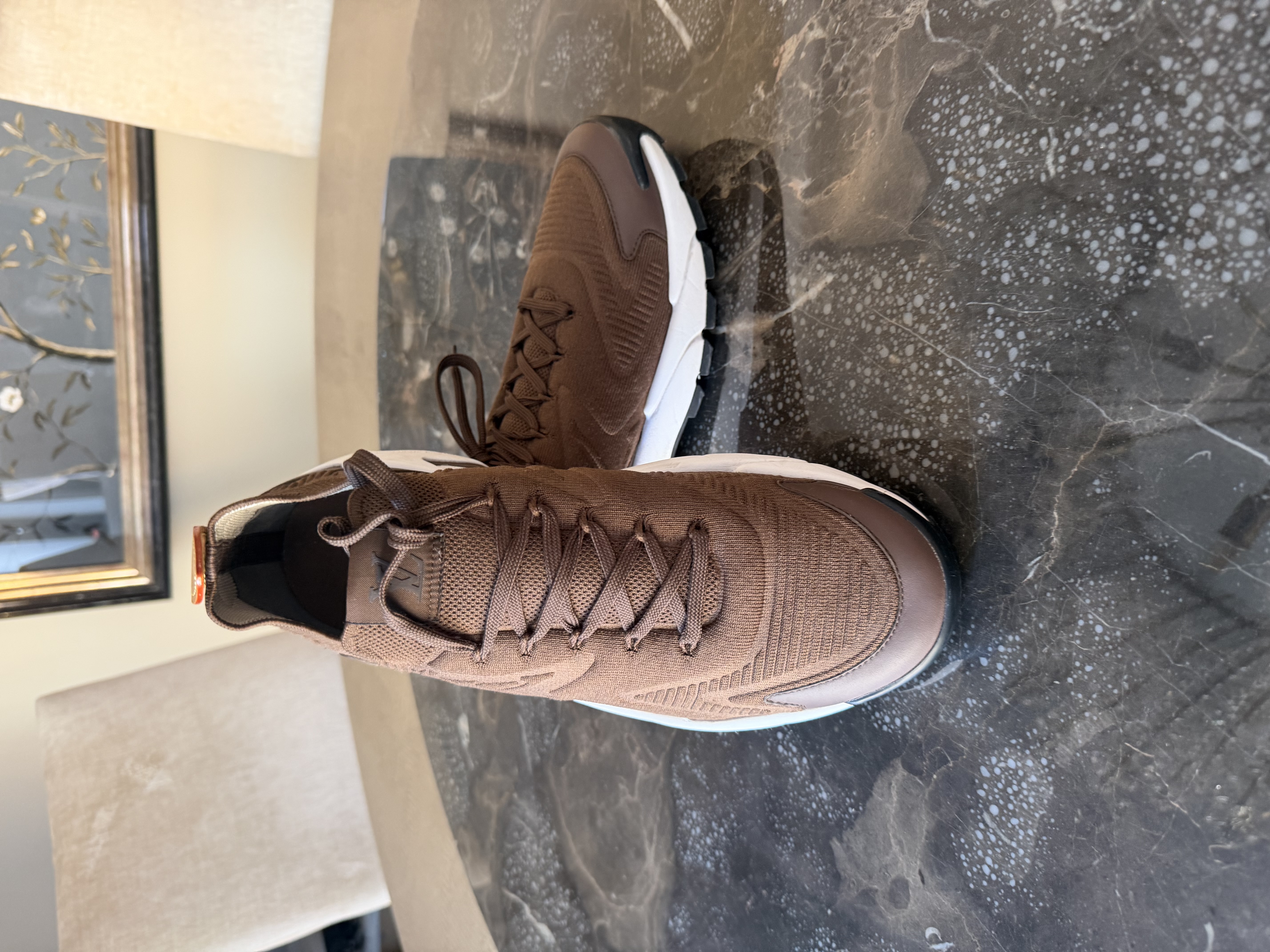 Louis Vuitton Louis Vuitton Brown Knit Trainers with Original Box — photograph 5
