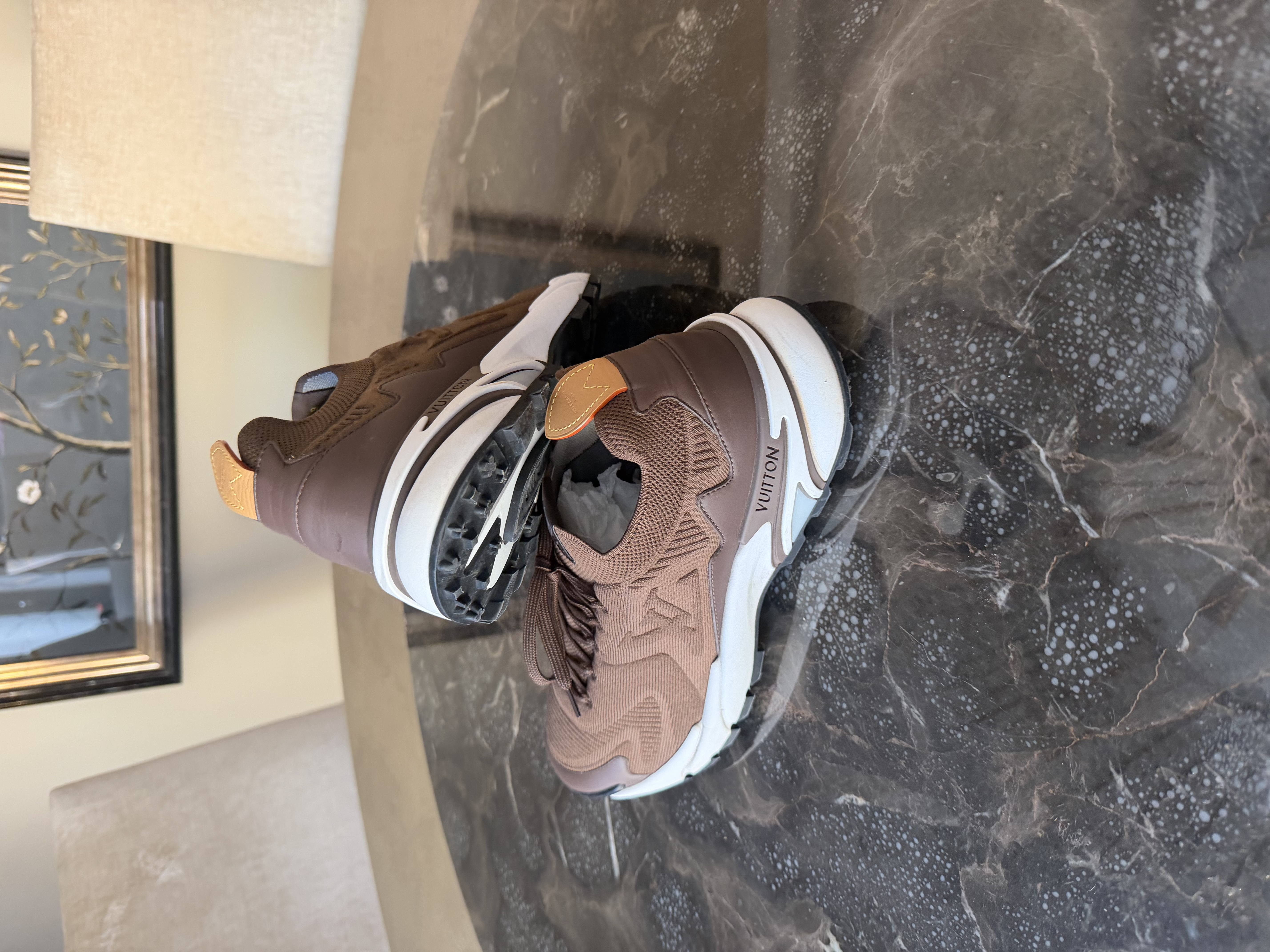 Louis Vuitton Louis Vuitton Brown Knit Trainers with Original Box — photograph 6