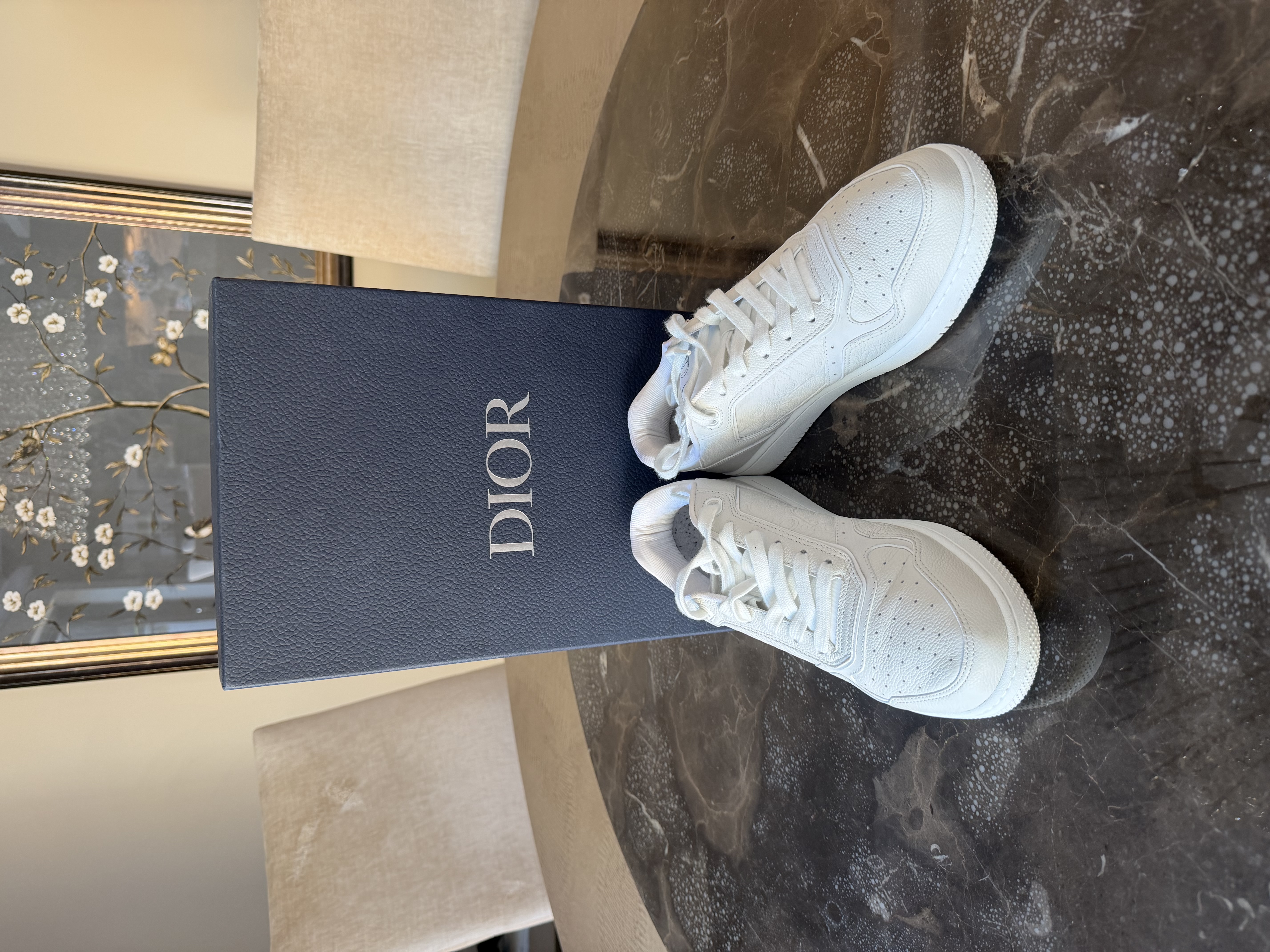 Dior Dior B27 White Leather Low-Top Trainers with Box
