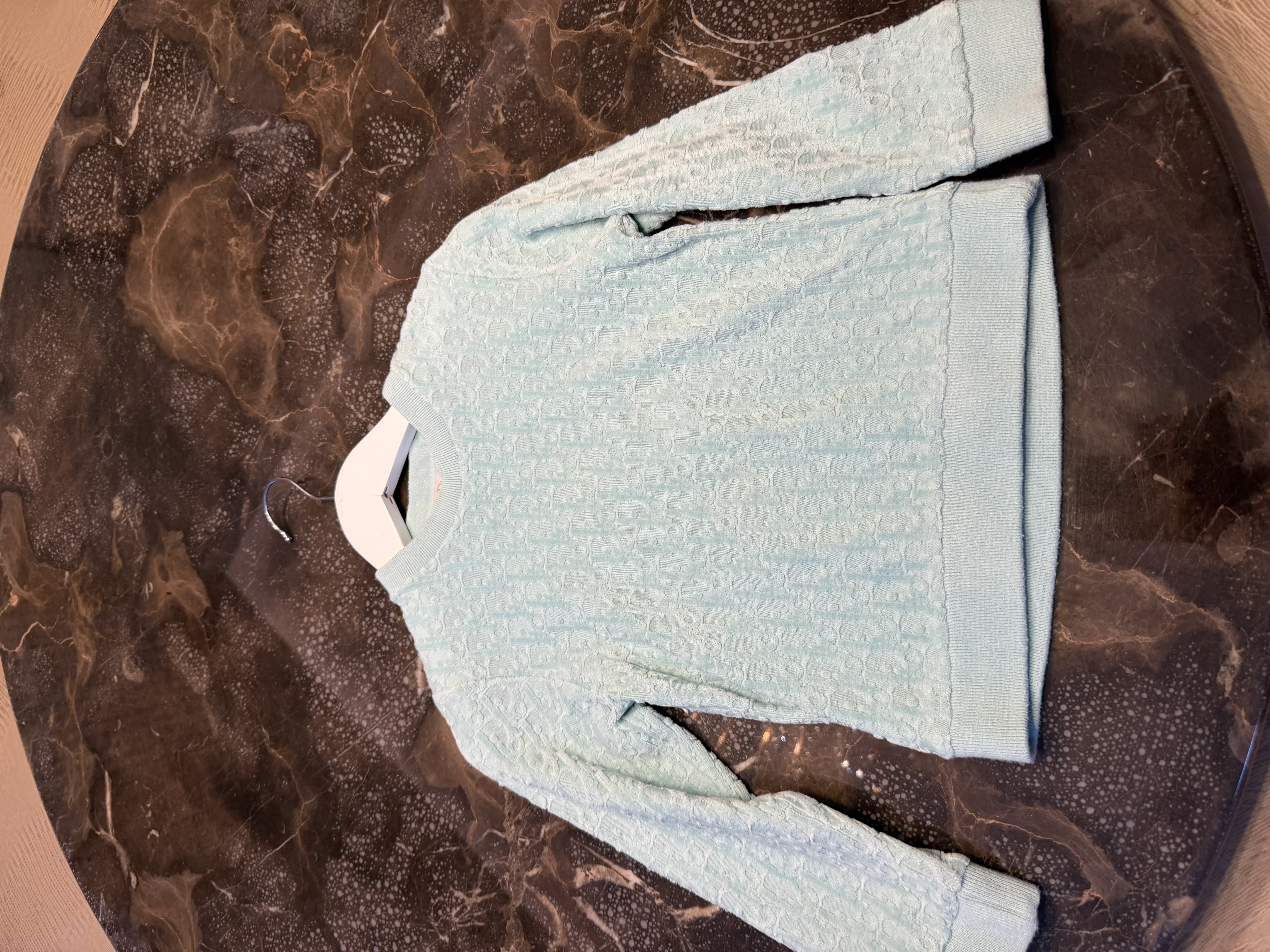 Baby Dior Baby Dior Oblique Jacquard Sweatshirt – Pale Mint Blue