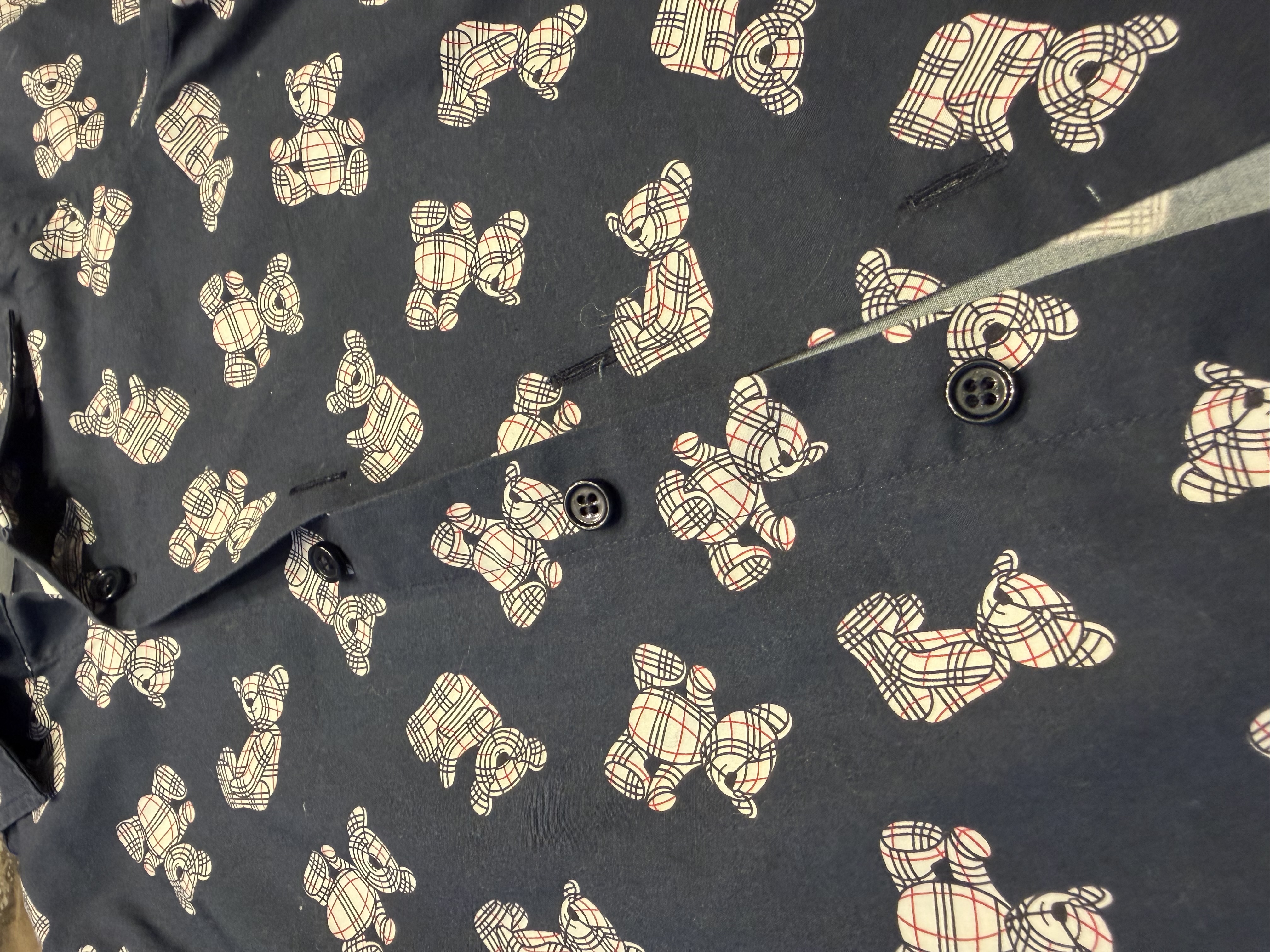 Burberry Burberry Children's Check Teddy Bear Print Shirt – Navy Blue — photograph 4