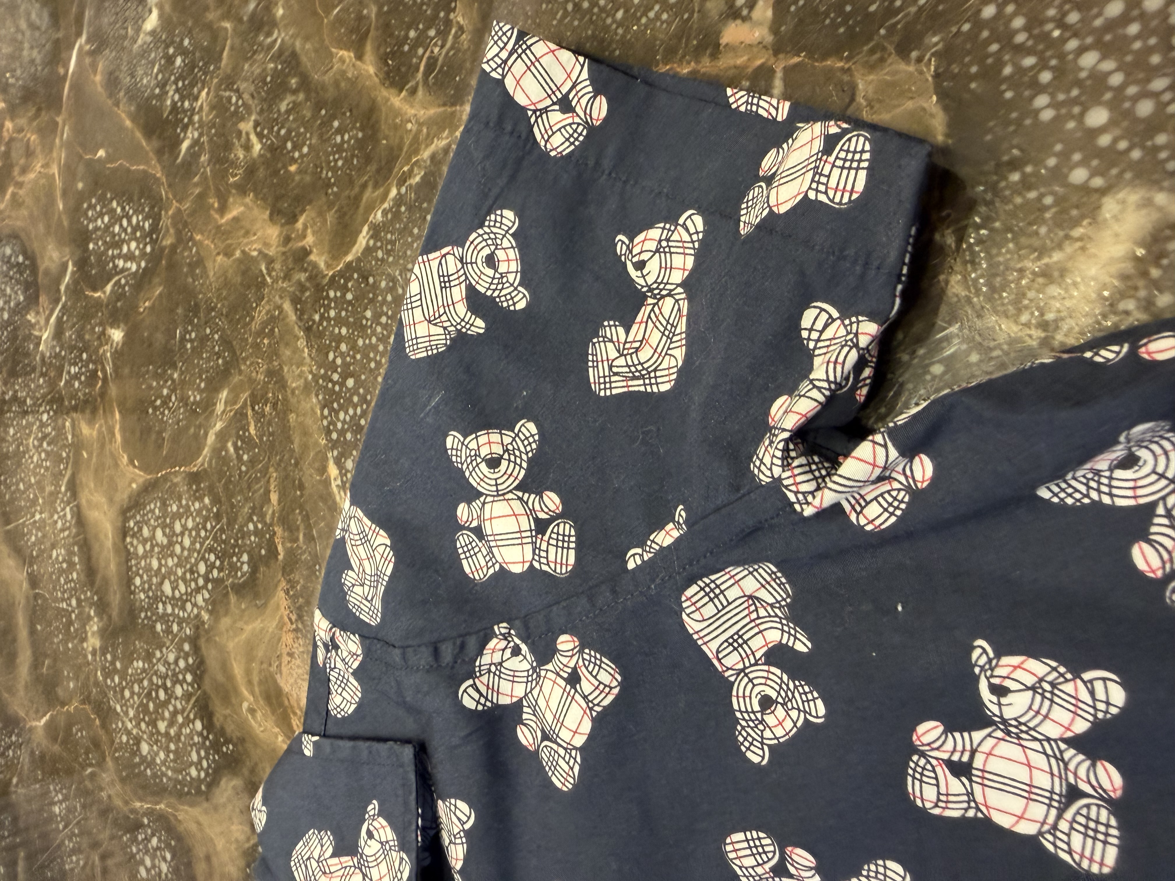 Burberry Burberry Children's Check Teddy Bear Print Shirt – Navy Blue — photograph 5