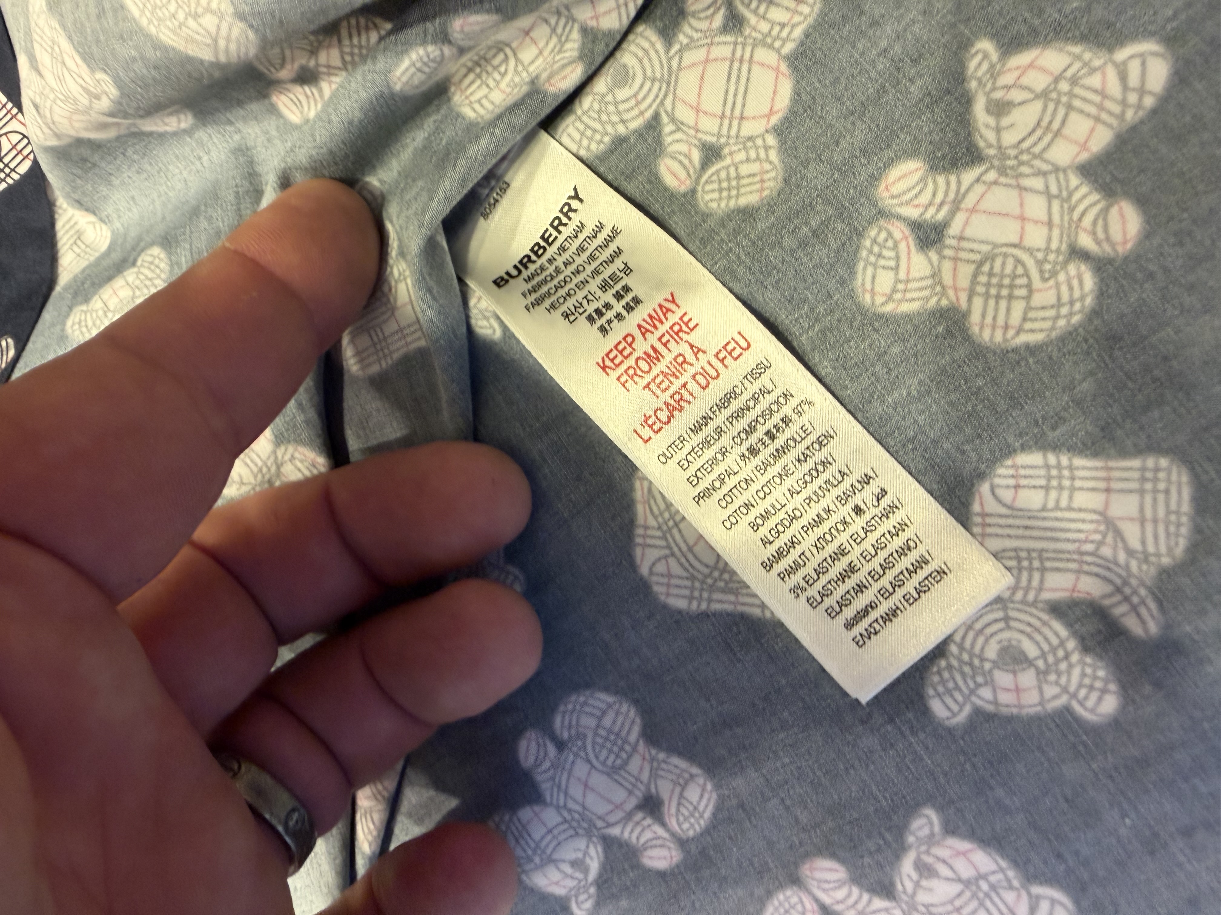 Burberry Burberry Children's Check Teddy Bear Print Shirt – Navy Blue — photograph 6
