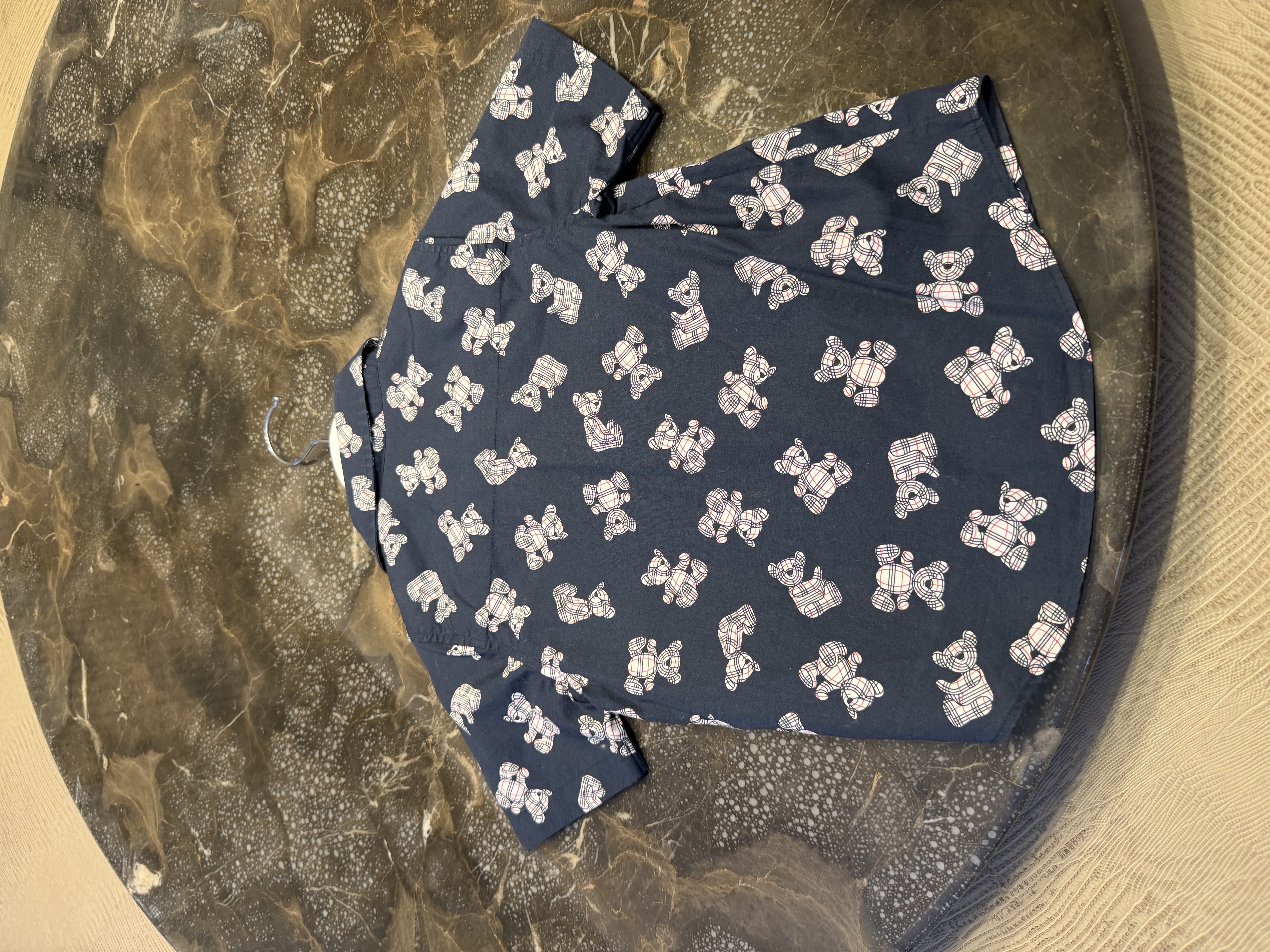 Burberry Burberry Children's Check Teddy Bear Print Shirt – Navy Blue — photograph 7