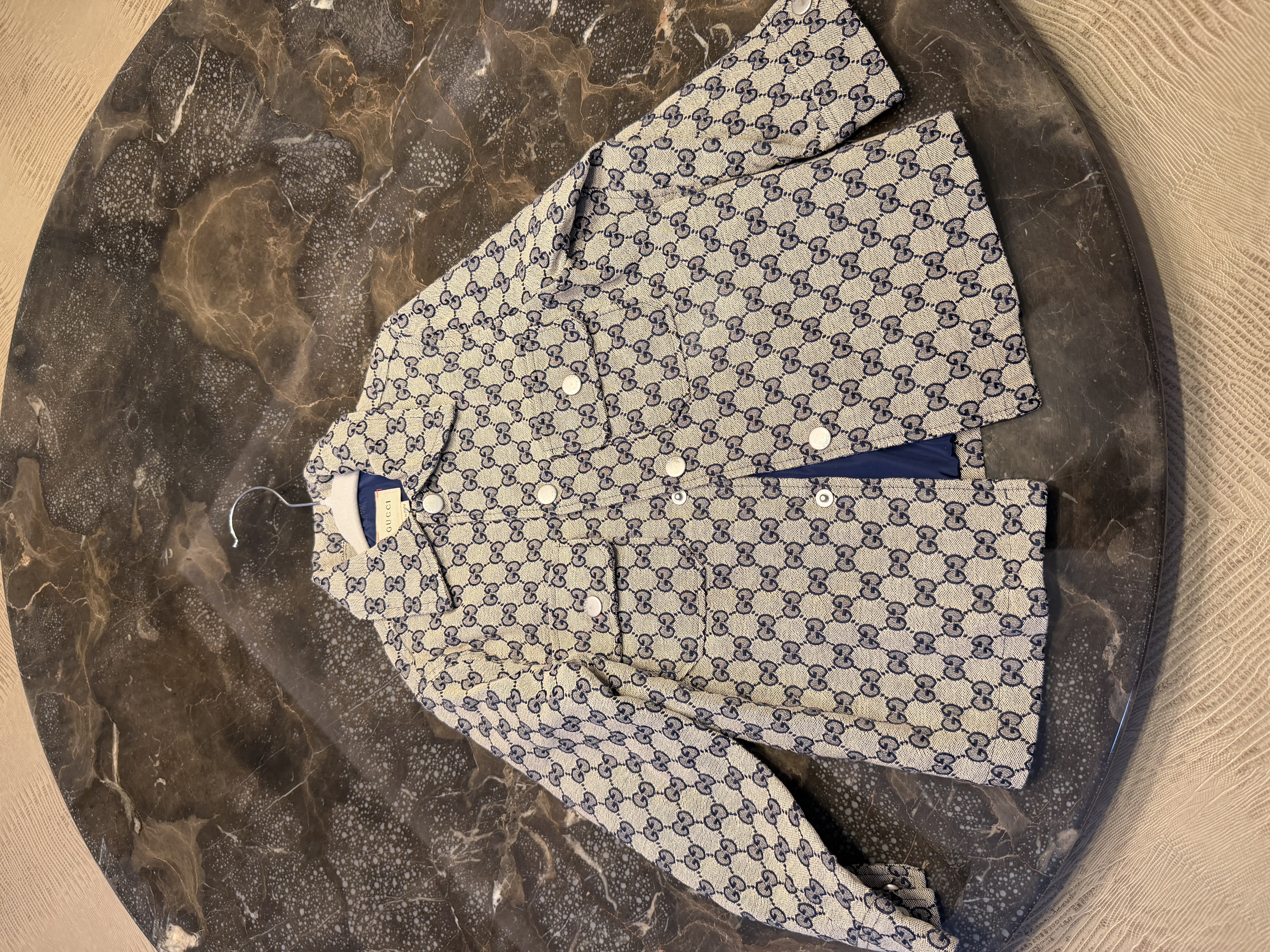 Gucci Gucci Kids GG Monogram Jacquard Jacket – Navy & Beige Age 5