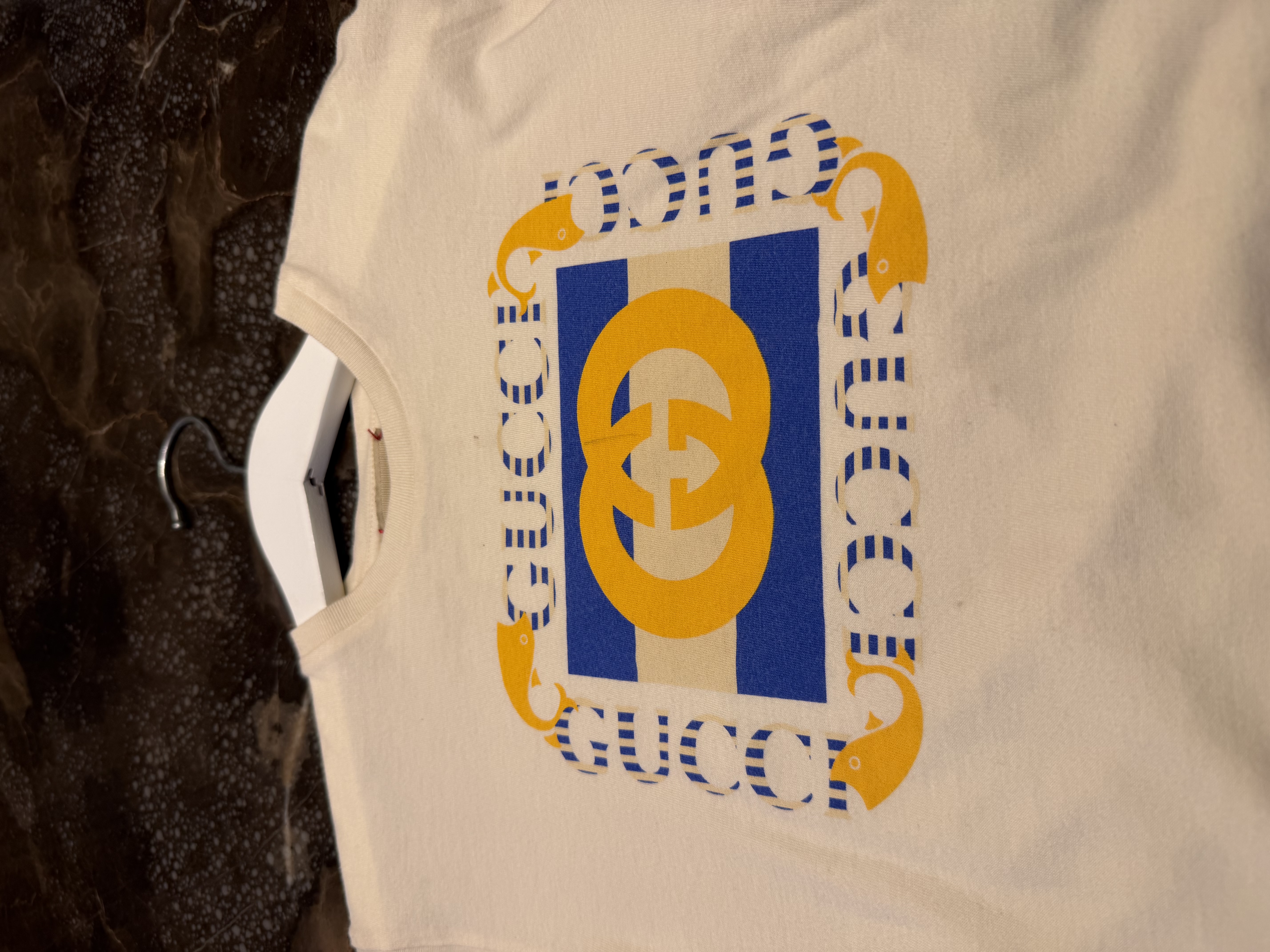 Gucci Gucci Kids Interlocking GG Graphic T-Shirt – Cream Blue & Yellow — photograph 2