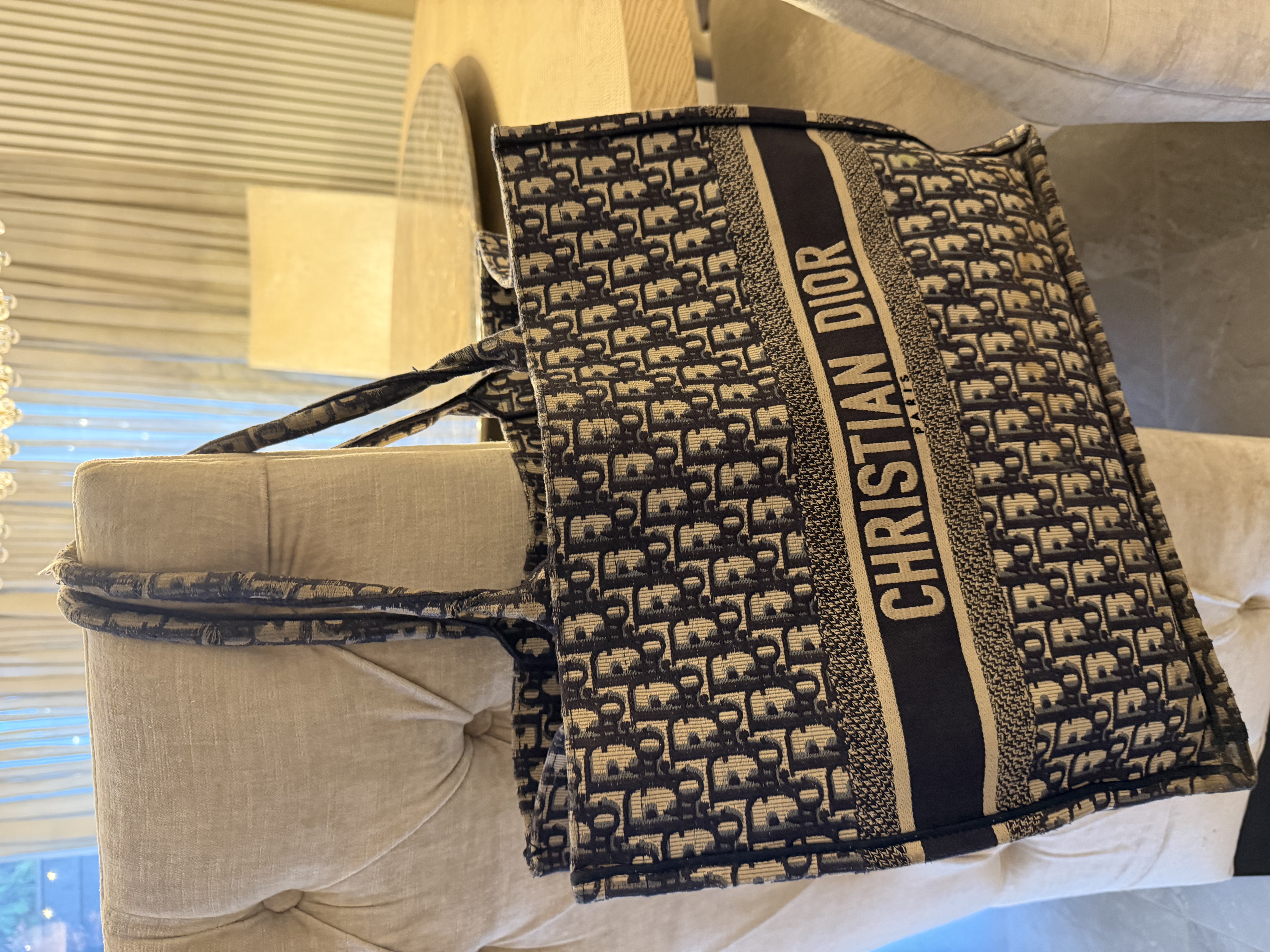 Christian Dior Christian Dior Oblique Book Tote – Navy & Beige