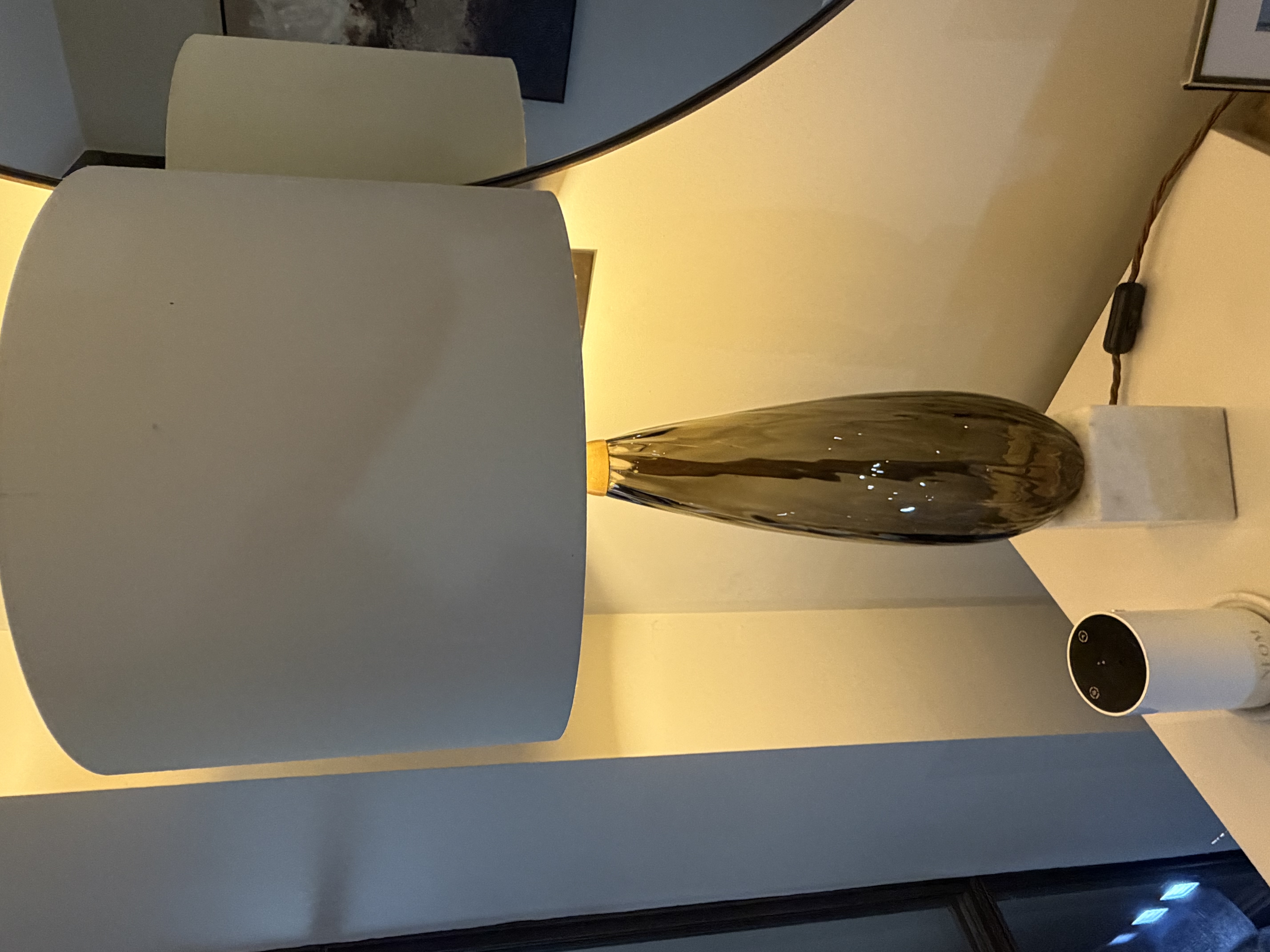 Heathfield & Co Heathfield & Co – Pair of Smoked Amber Glass & Marble Table Lamps — photograph 4