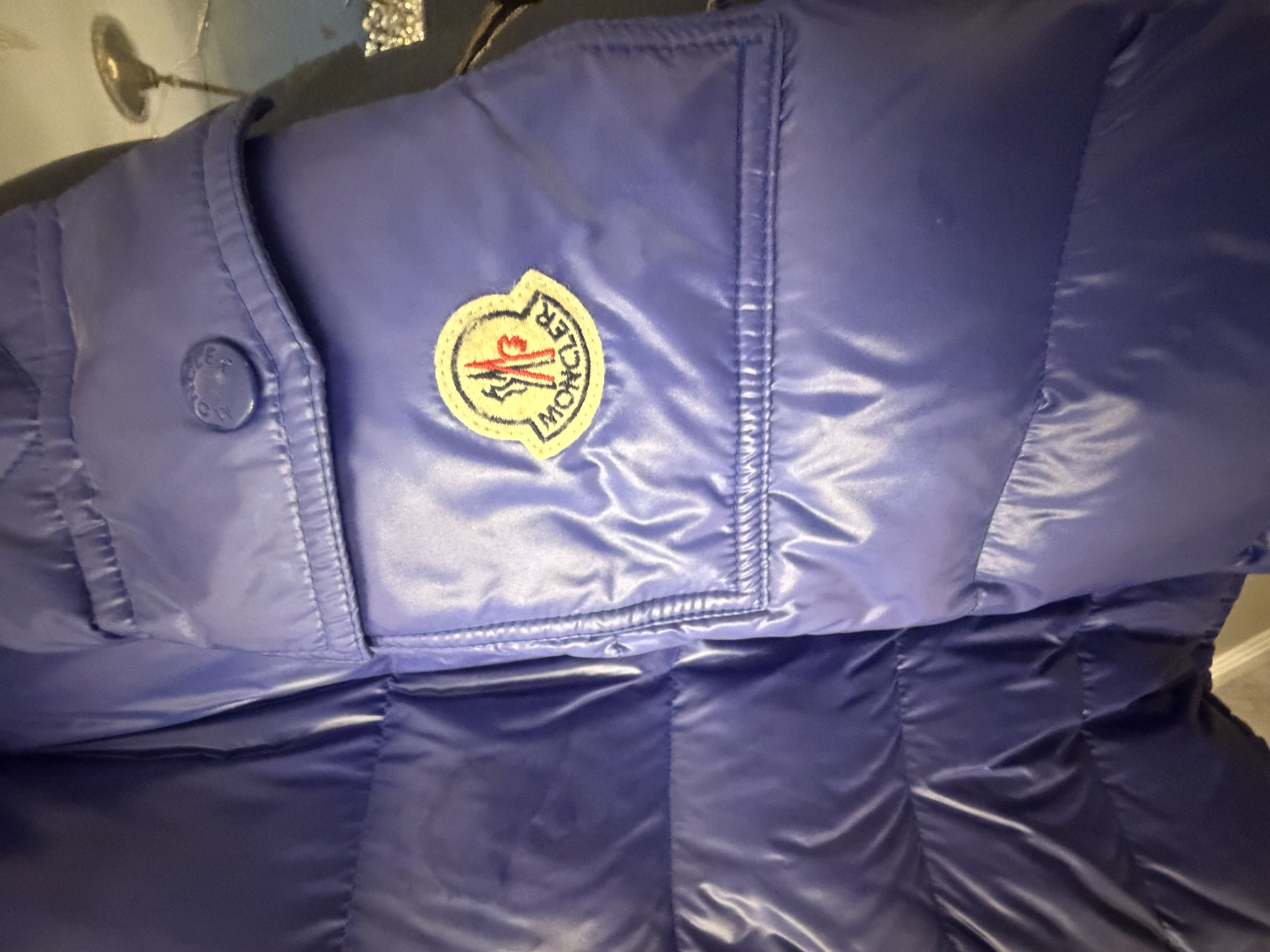 Moncler Moncler Royal Blue Glossy Down Puffer Jacket with Hood — photograph 2