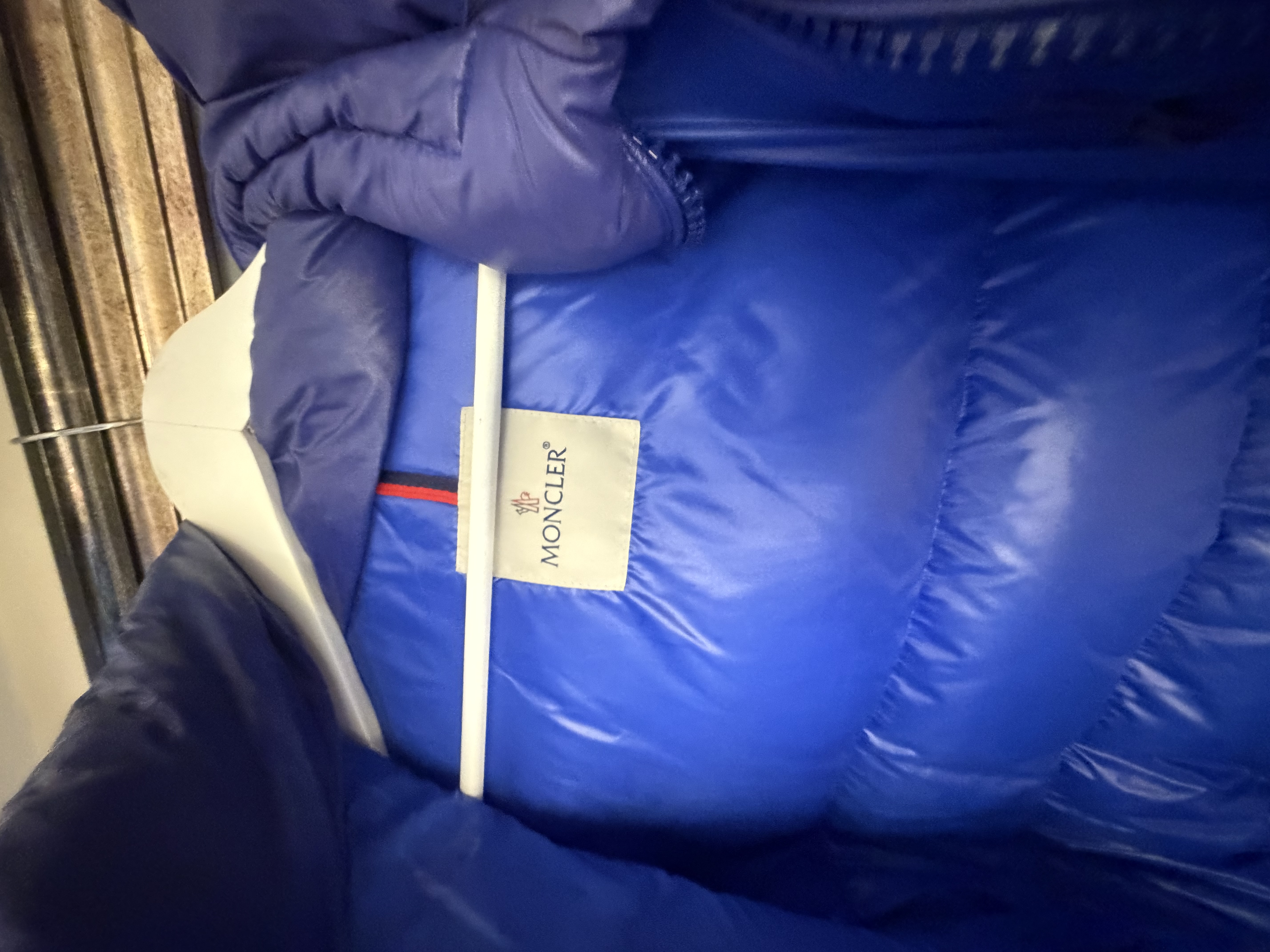 Moncler Moncler Royal Blue Glossy Down Puffer Jacket with Hood — photograph 3