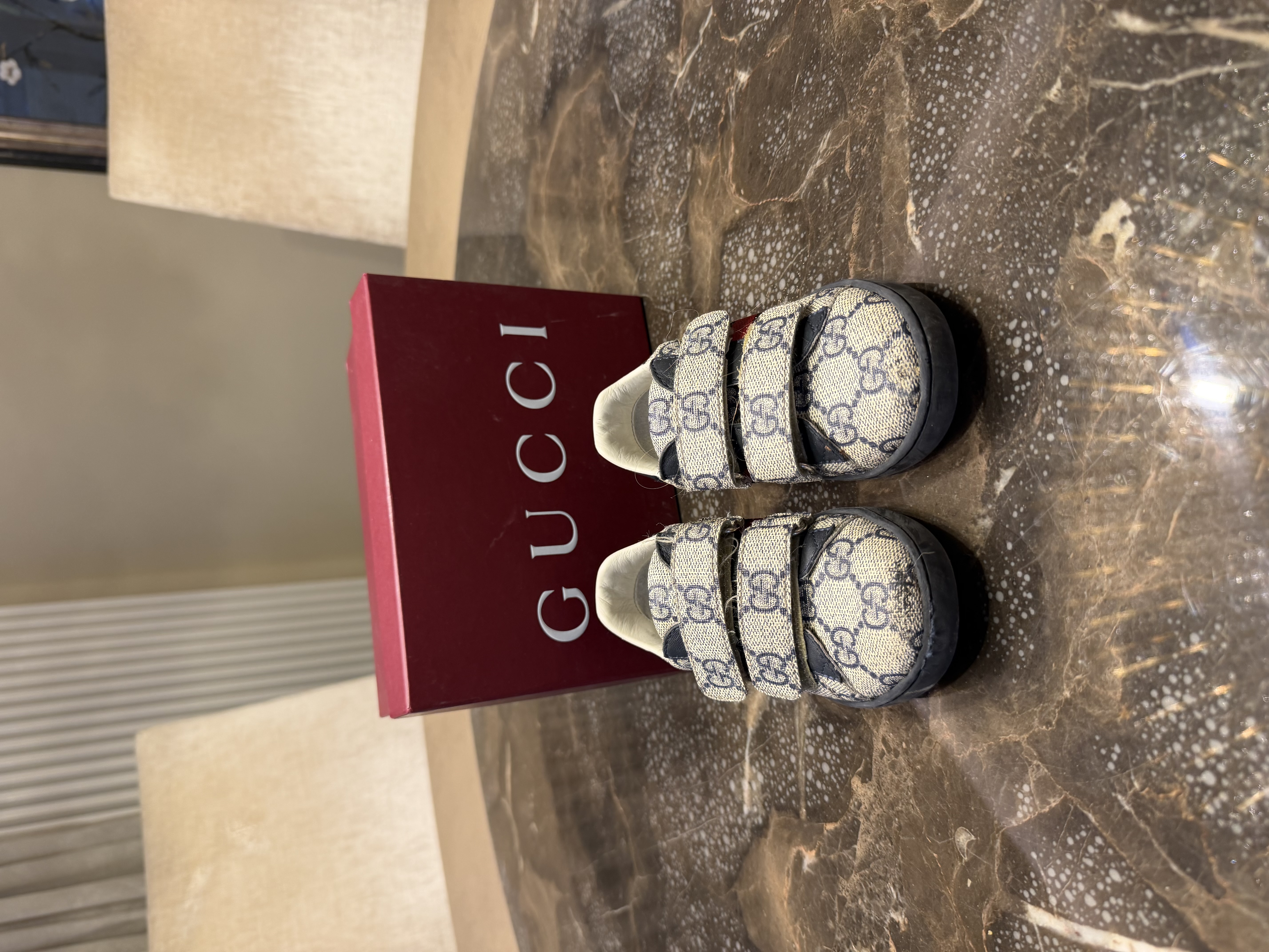 Gucci Gucci GG Monogram Children's Trainers – Navy & Beige