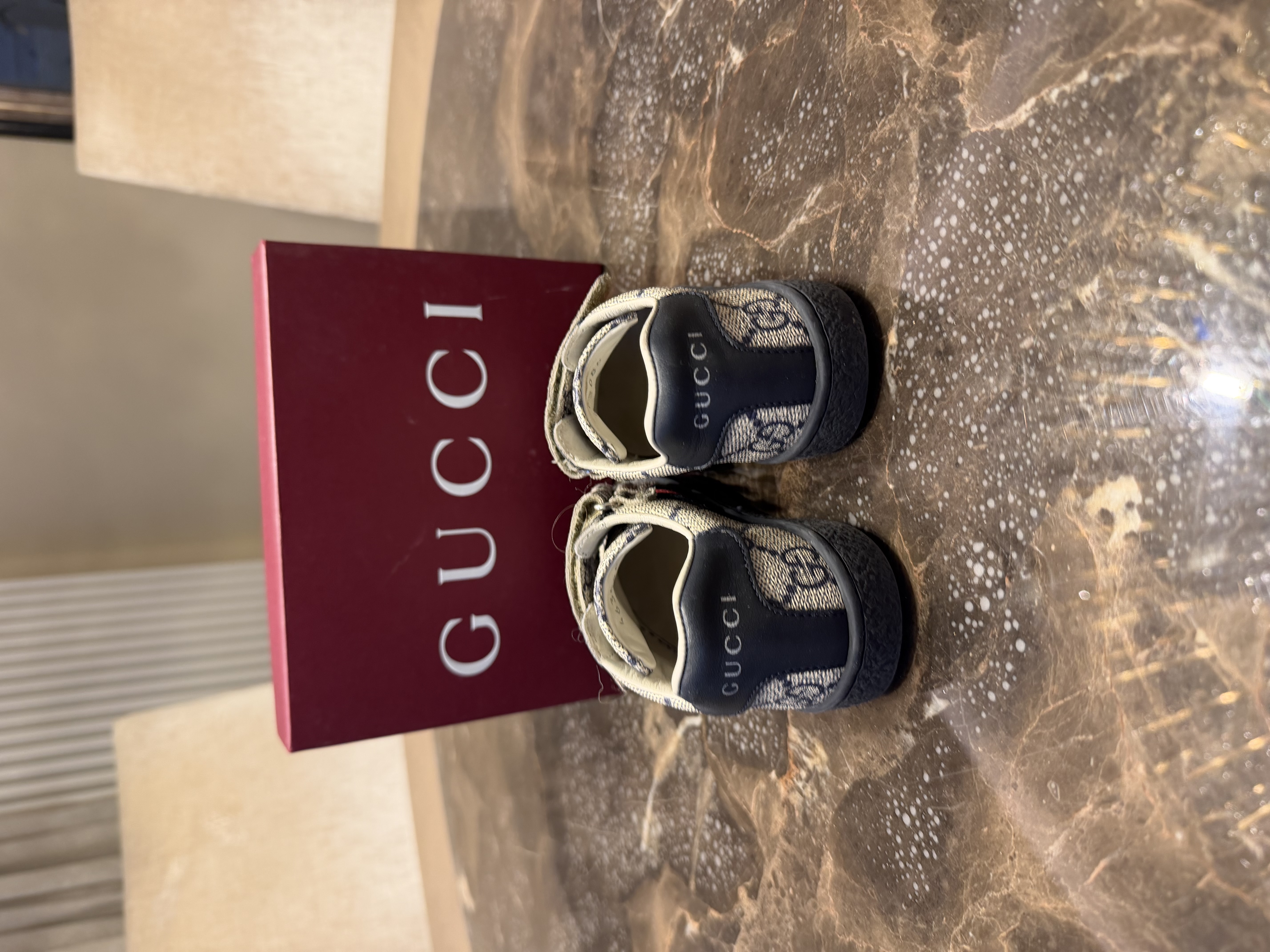 Gucci Gucci GG Monogram Children's Trainers – Navy & Beige — photograph 4