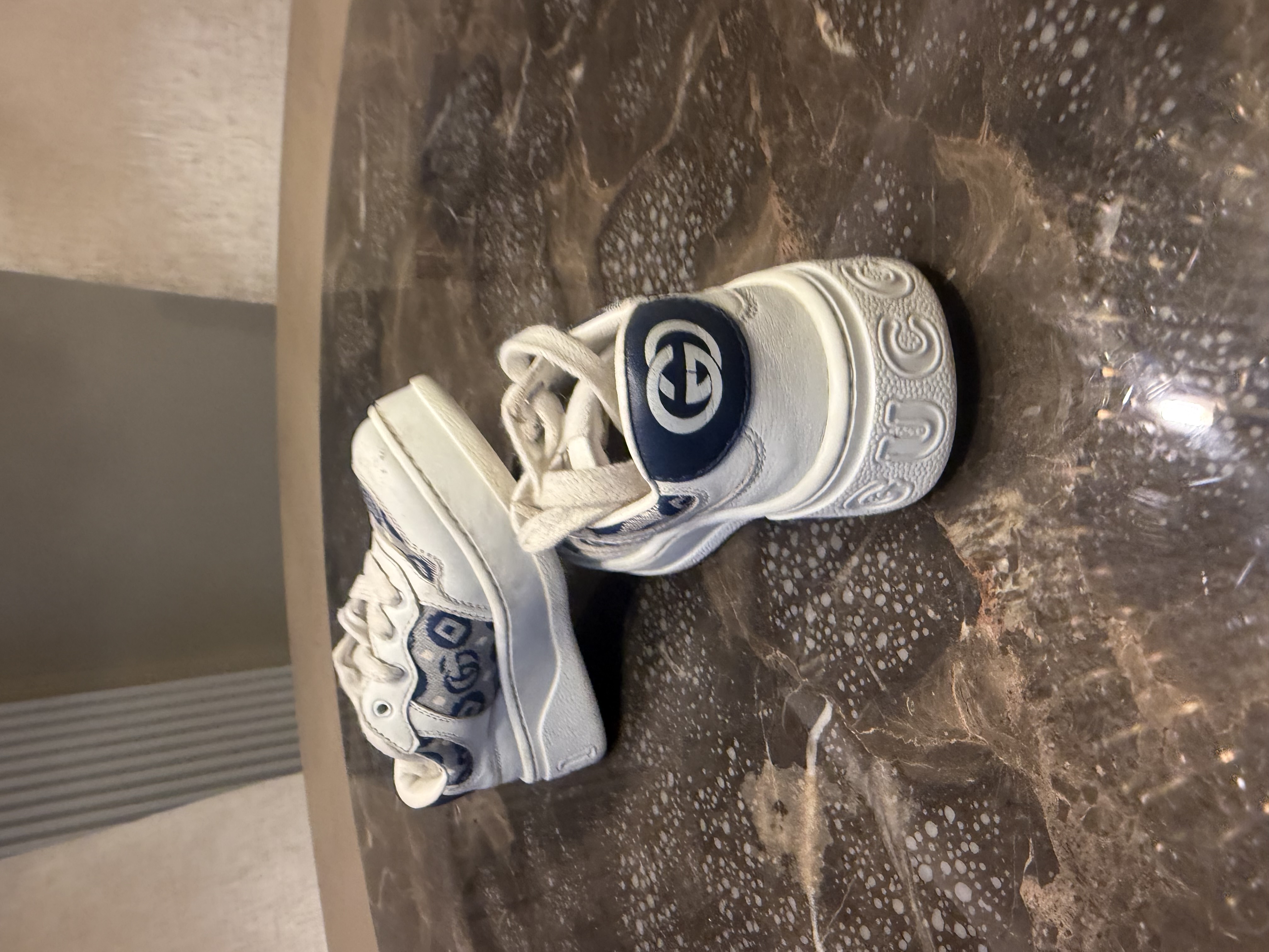 Gucci Gucci GG Monogram Children's Platform Trainers – White & Navy — photograph 3