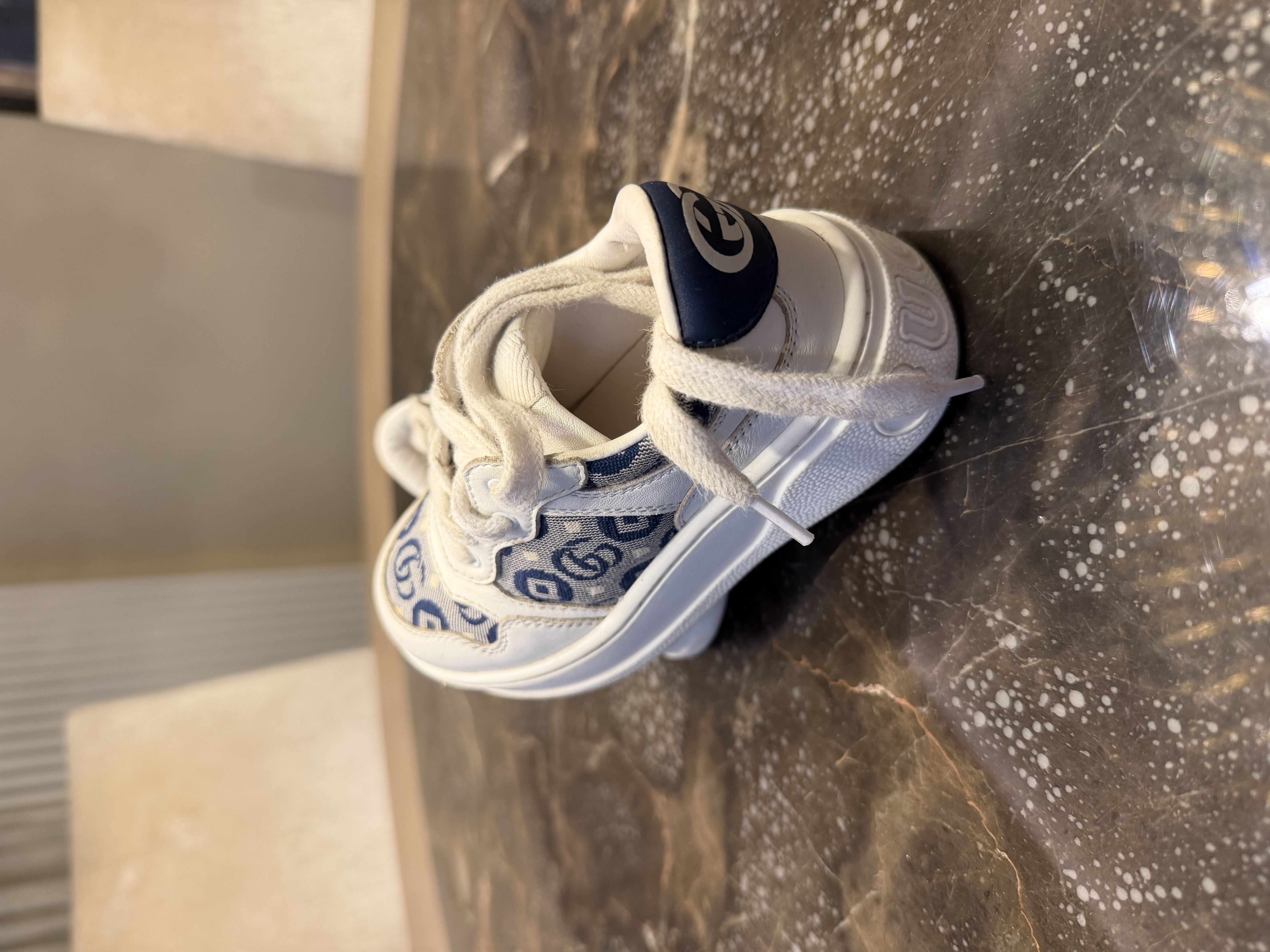 Gucci Gucci GG Monogram Children's Platform Trainers – White & Navy — photograph 5