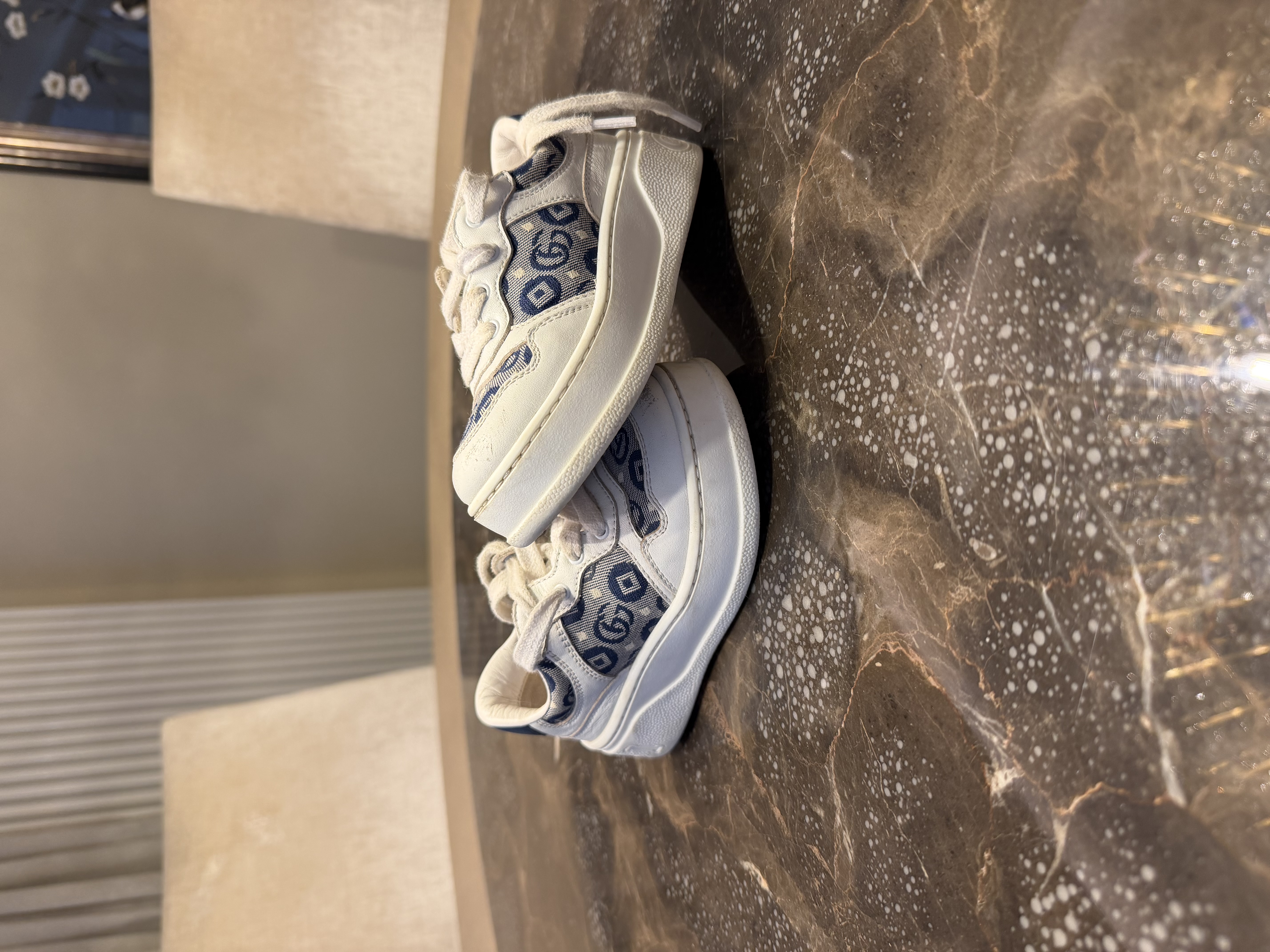 Gucci Gucci GG Monogram Children's Platform Trainers – White & Navy — photograph 6