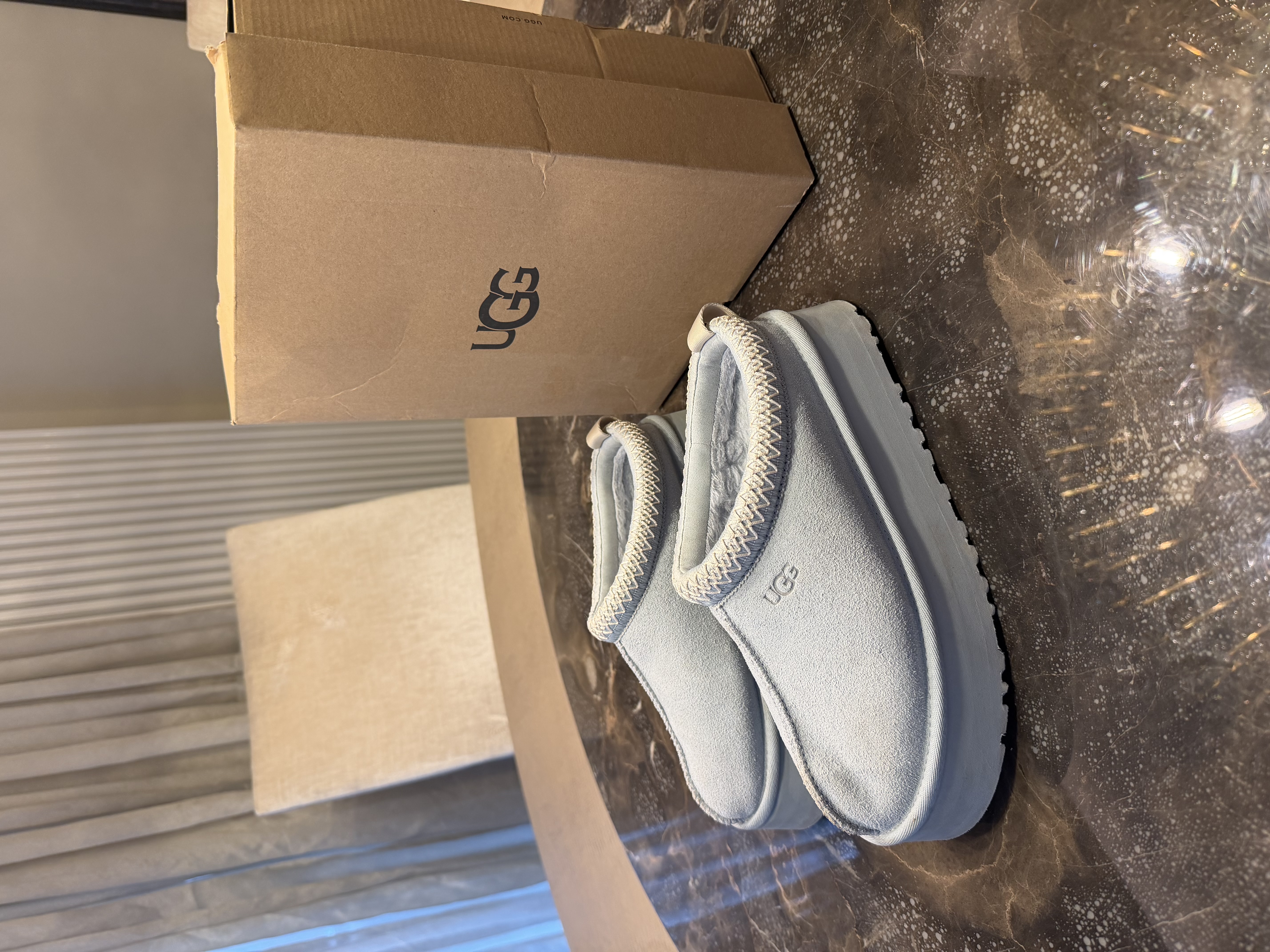 UGG UGG Tazz Platform Suede Slippers – Pale Blue — photograph 2