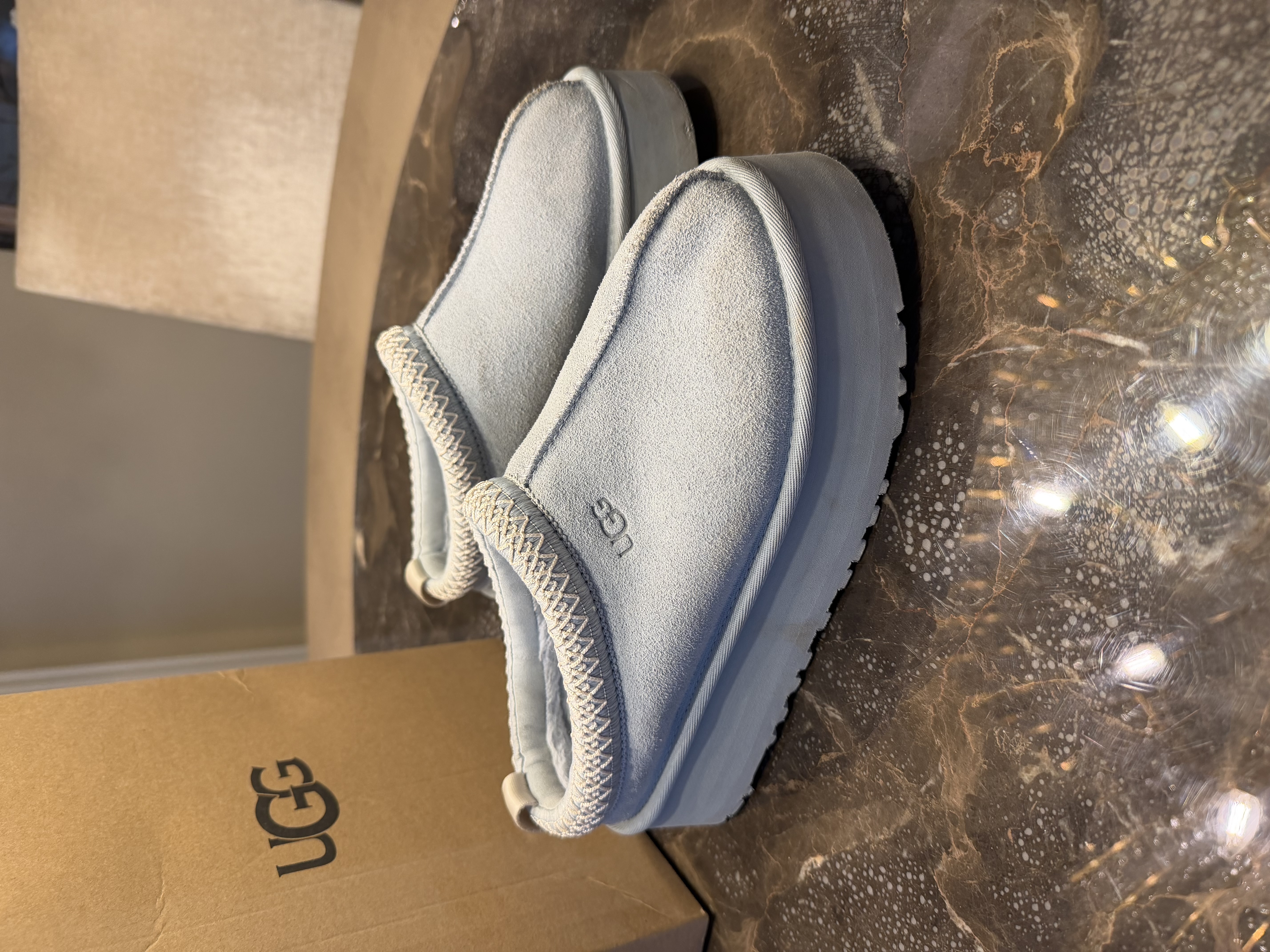 UGG UGG Tazz Platform Suede Slippers – Pale Blue — photograph 4