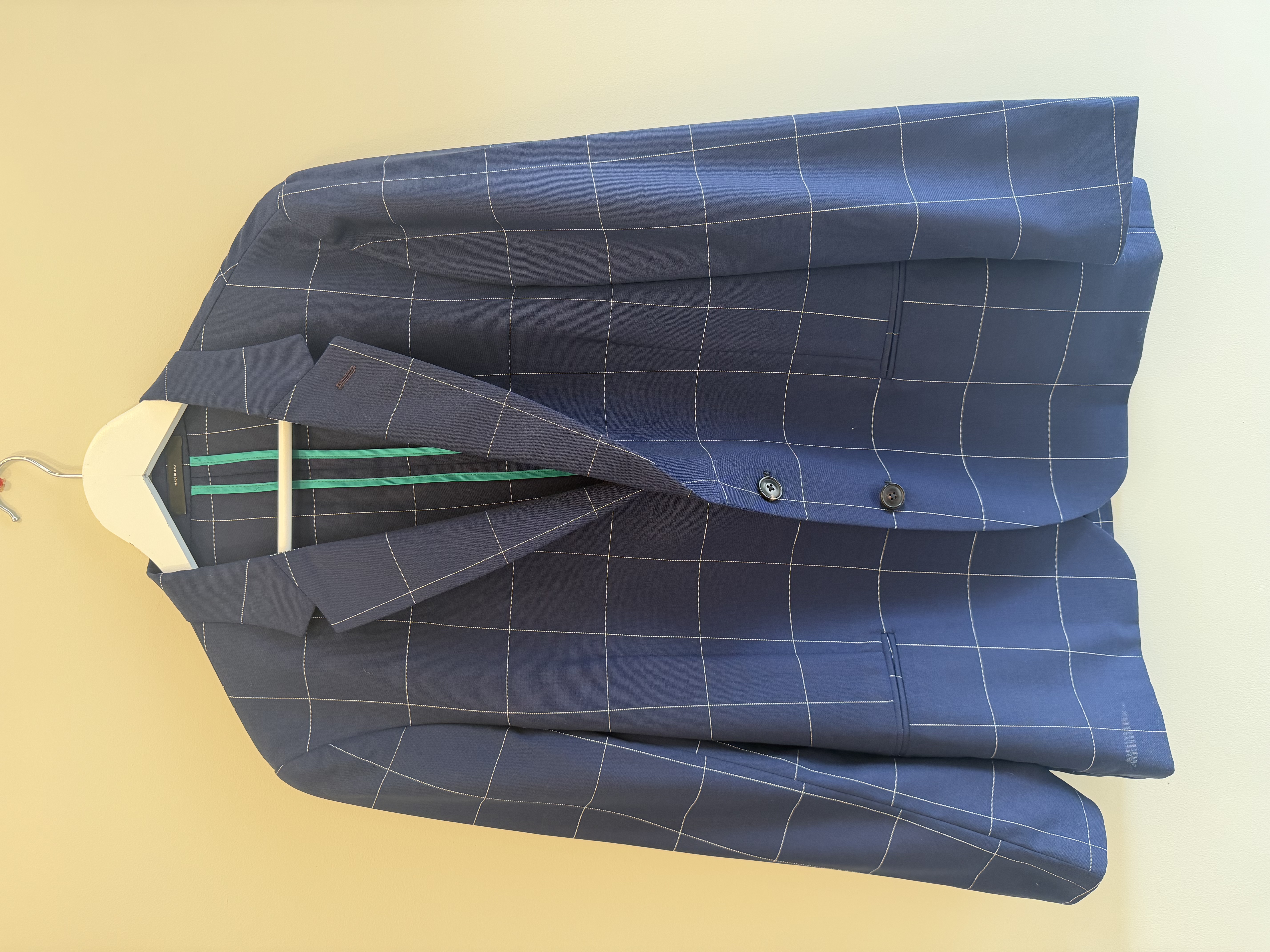 Paul Smith Paul Smith Italian Loro Piana Fabric Navy Windowpane Blazer — photograph 2