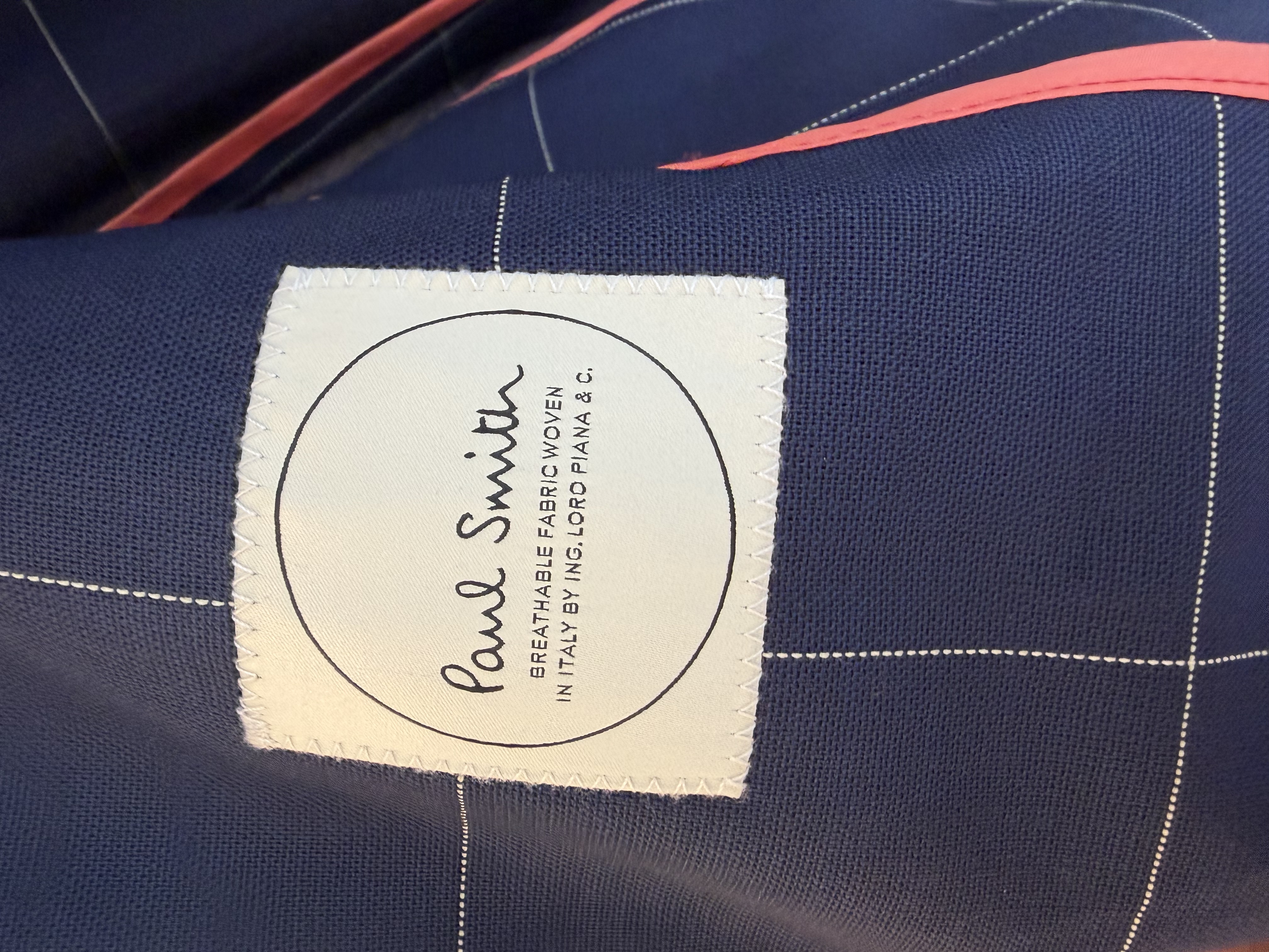 Paul Smith Paul Smith Italian Loro Piana Fabric Navy Windowpane Blazer — photograph 3