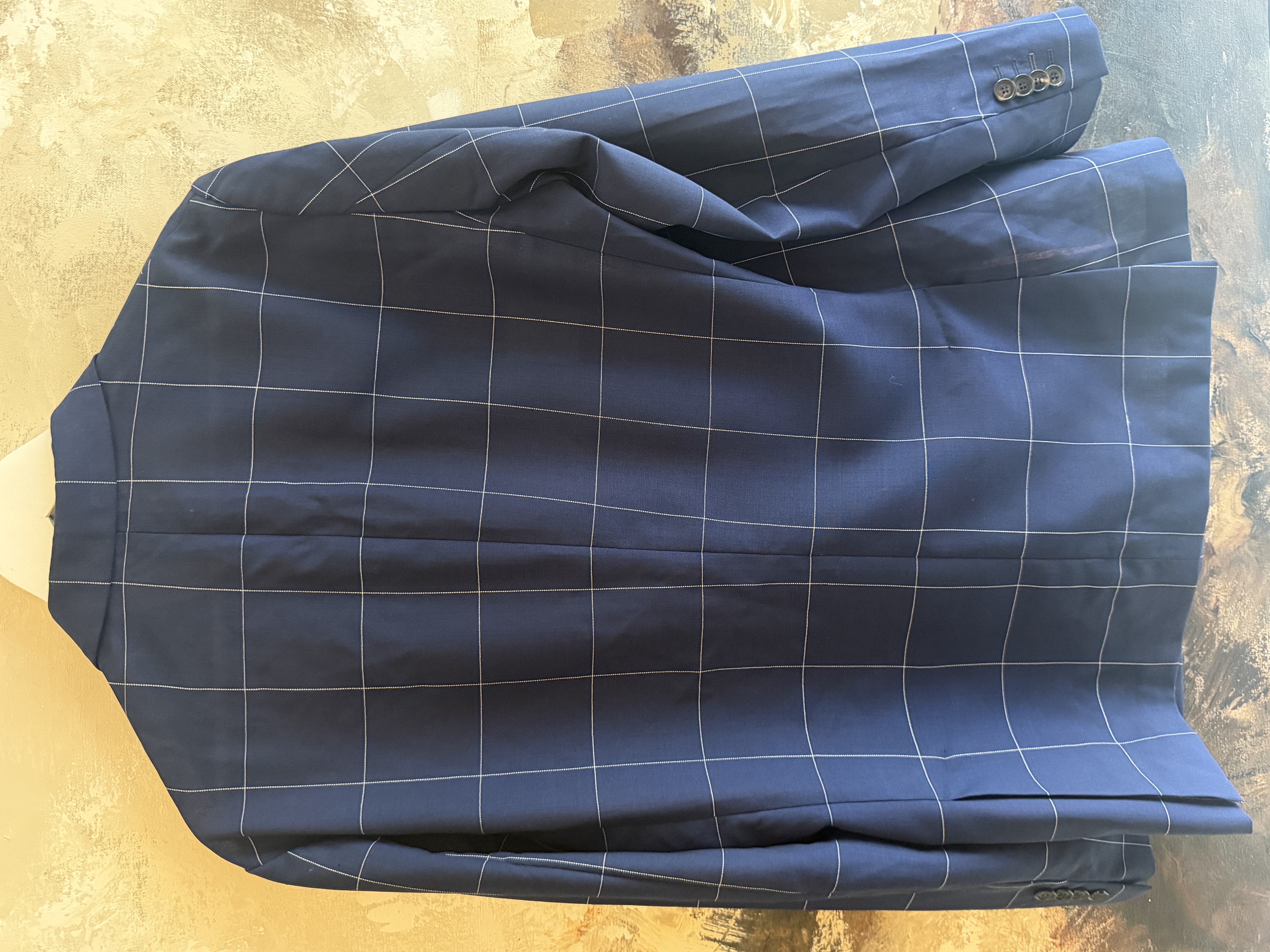 Paul Smith Paul Smith Italian Loro Piana Fabric Navy Windowpane Blazer — photograph 6