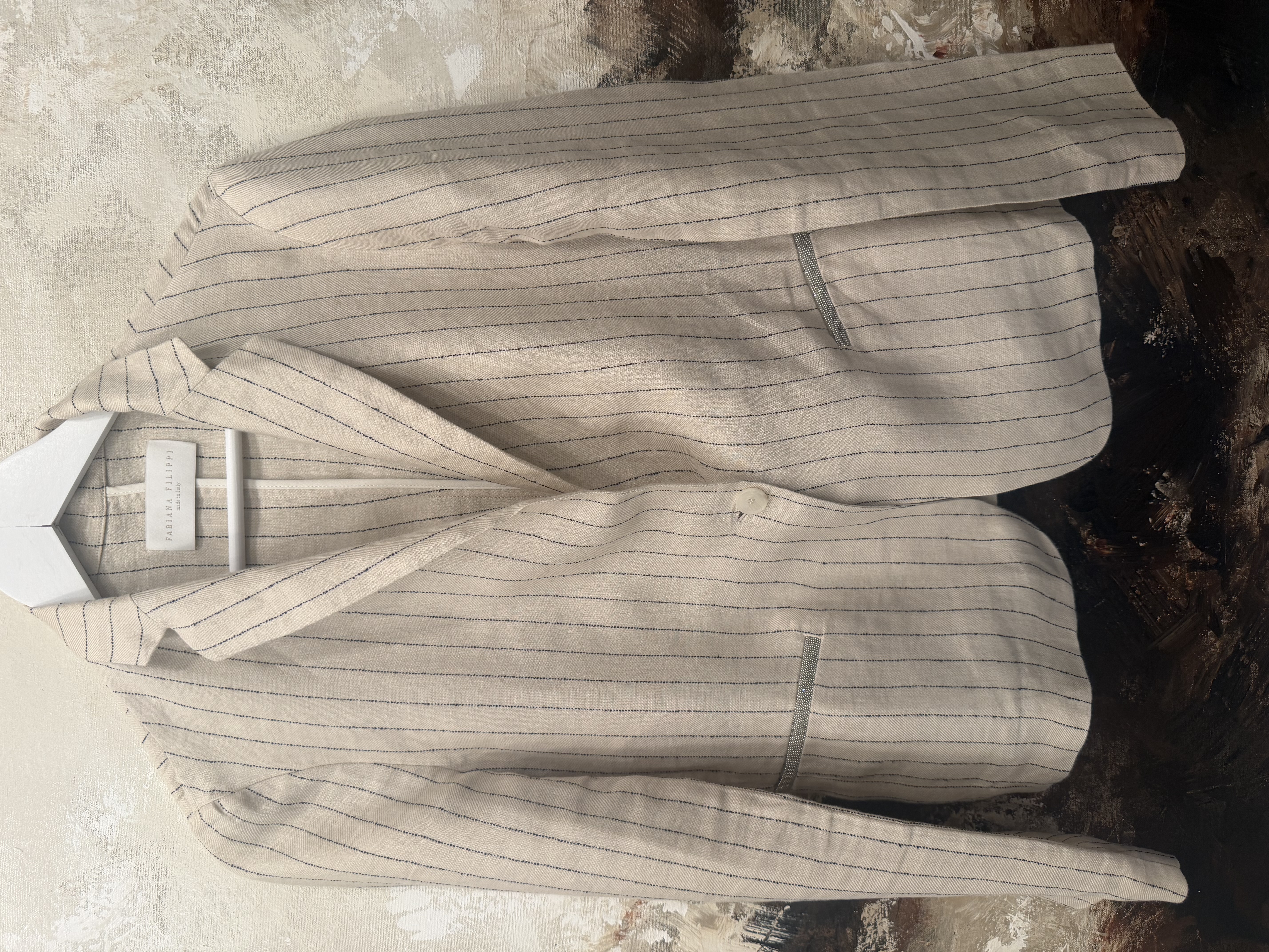 Fabiana Filippi Fabiana Filippi 100% Linen Pinstripe Blazer – UK 12