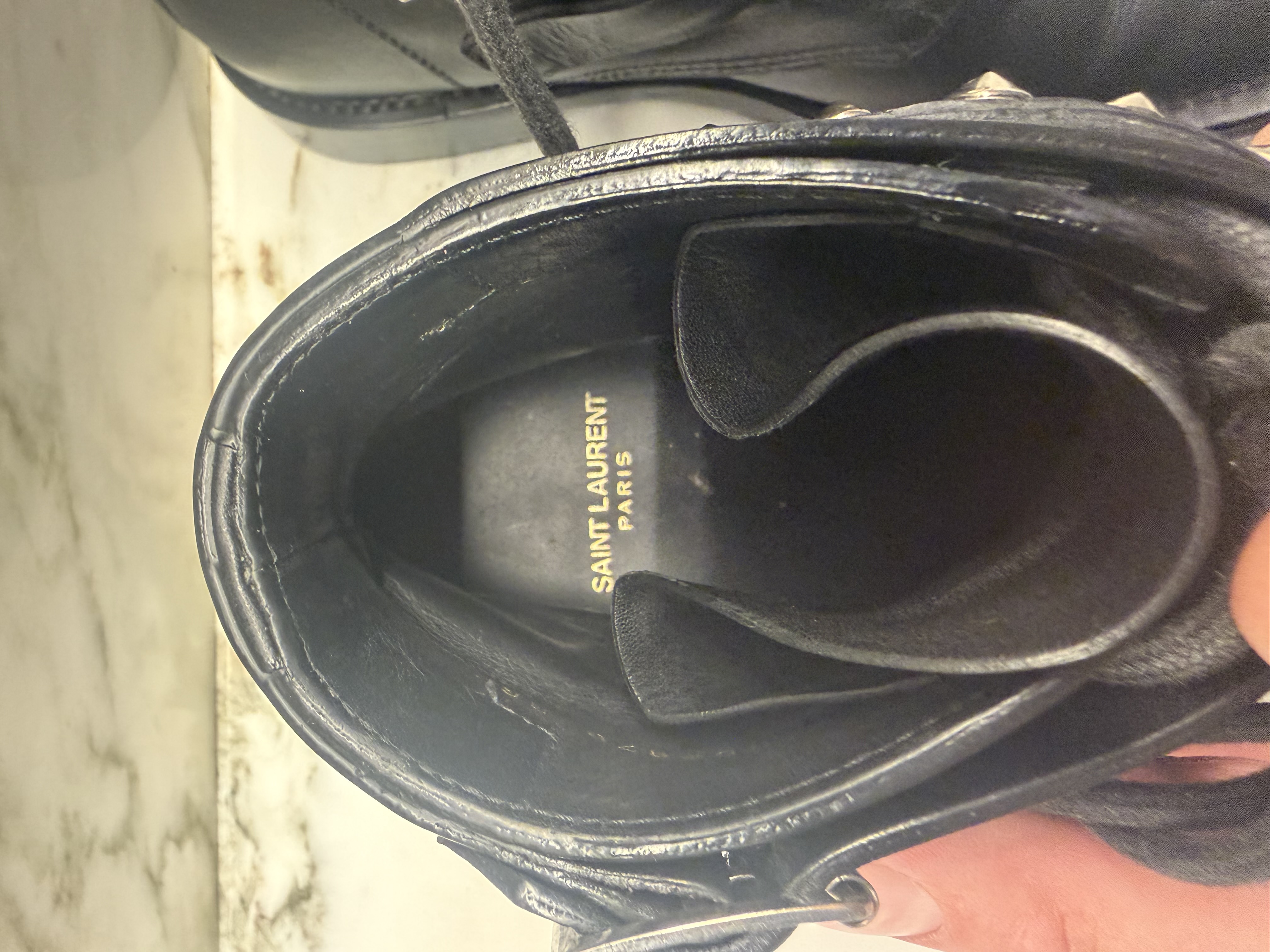 Saint Laurent Saint Laurent Paris Black Leather Studded Buckle Ankle Boots EU 36.5 — photograph 8