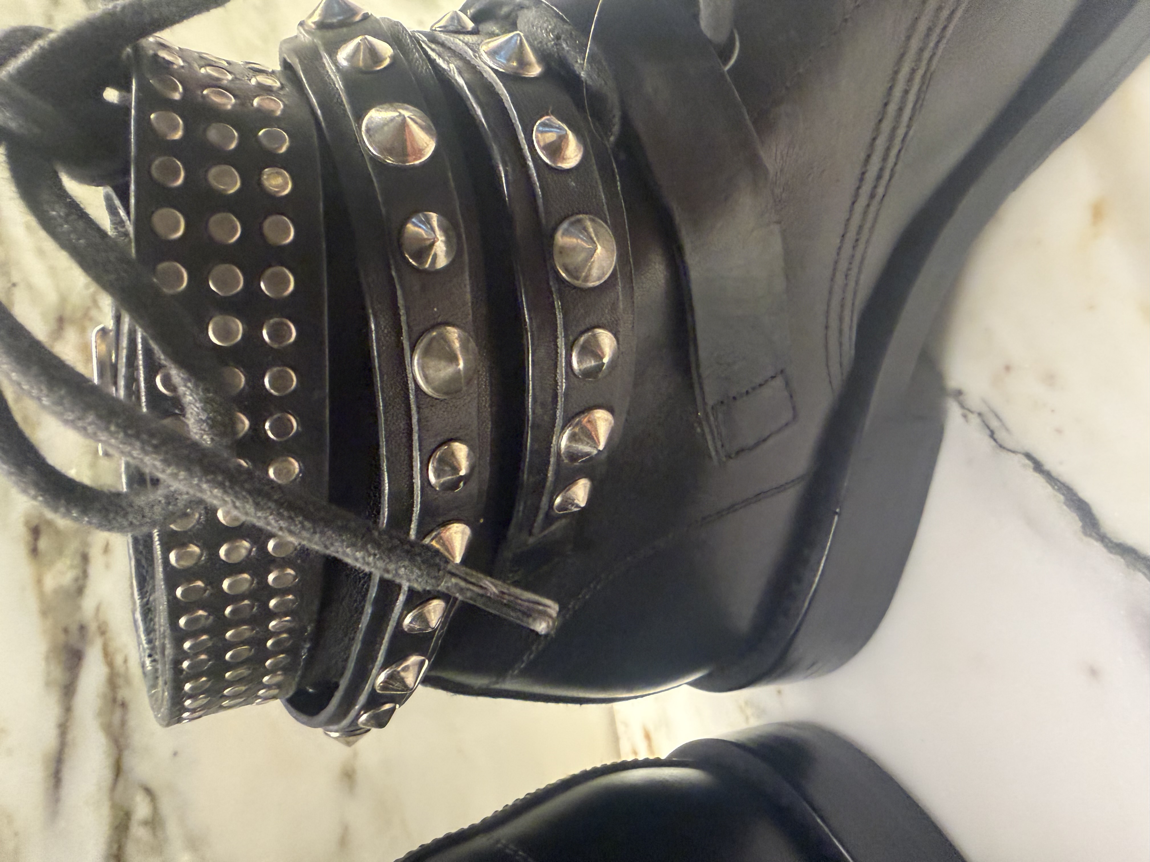 Saint Laurent Saint Laurent Paris Black Leather Studded Buckle Ankle Boots EU 36.5 — photograph 10