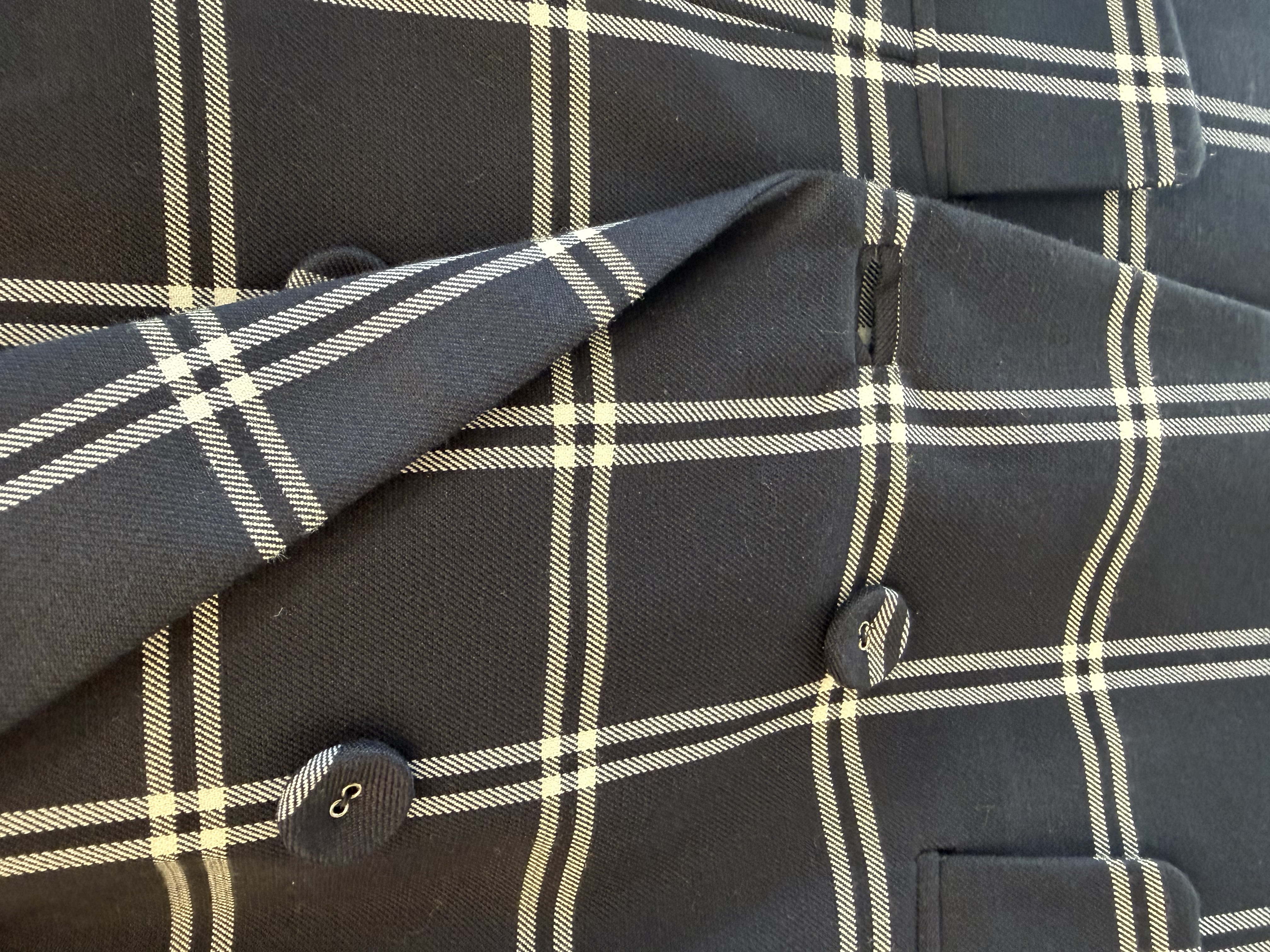 Jonathan Simkhai Jonathan Simkhai Midnight Combo Navy Checked Double Breasted Blazer Size 2 — photograph 2