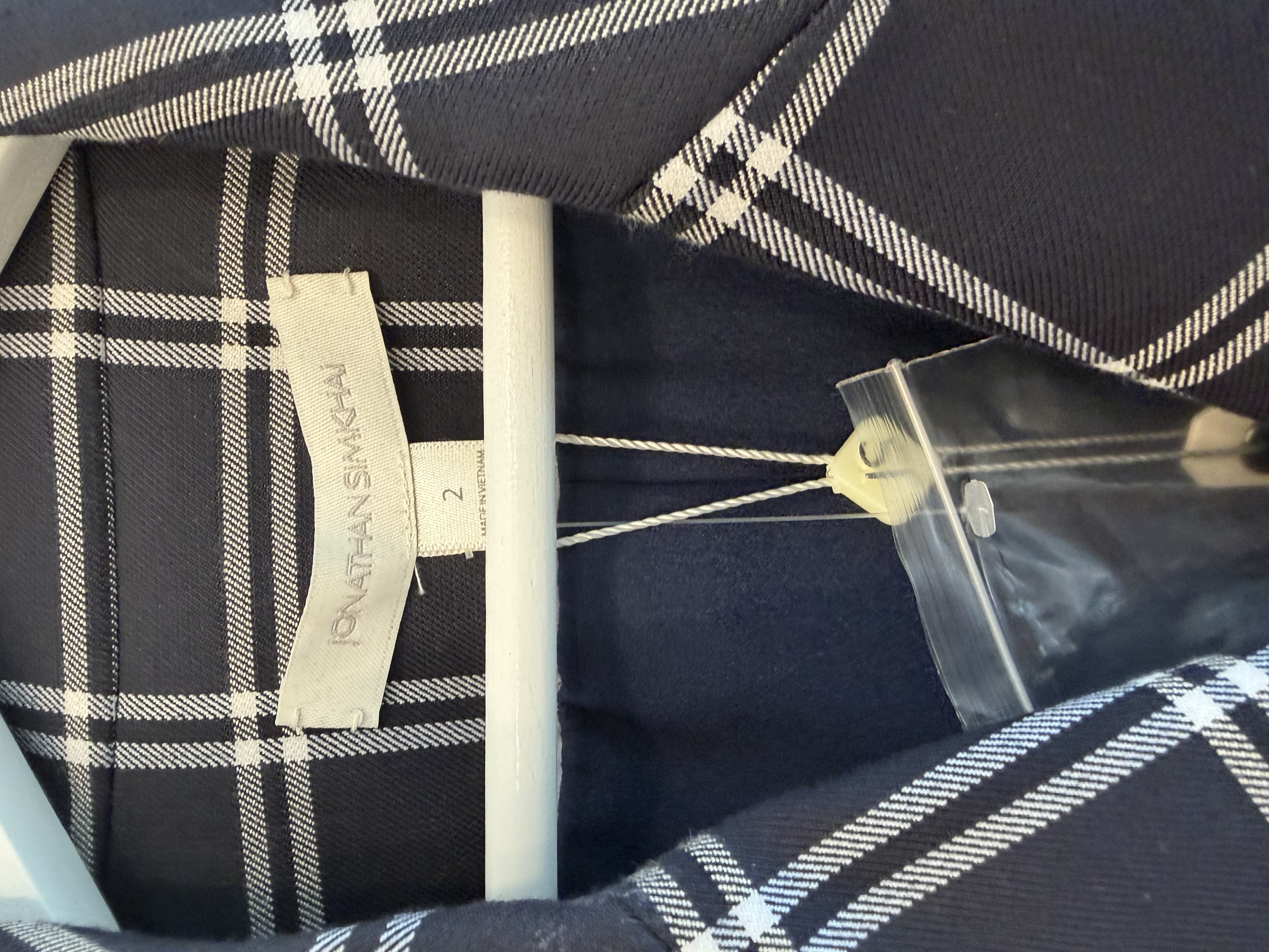 Jonathan Simkhai Jonathan Simkhai Midnight Combo Navy Checked Double Breasted Blazer Size 2 — photograph 3