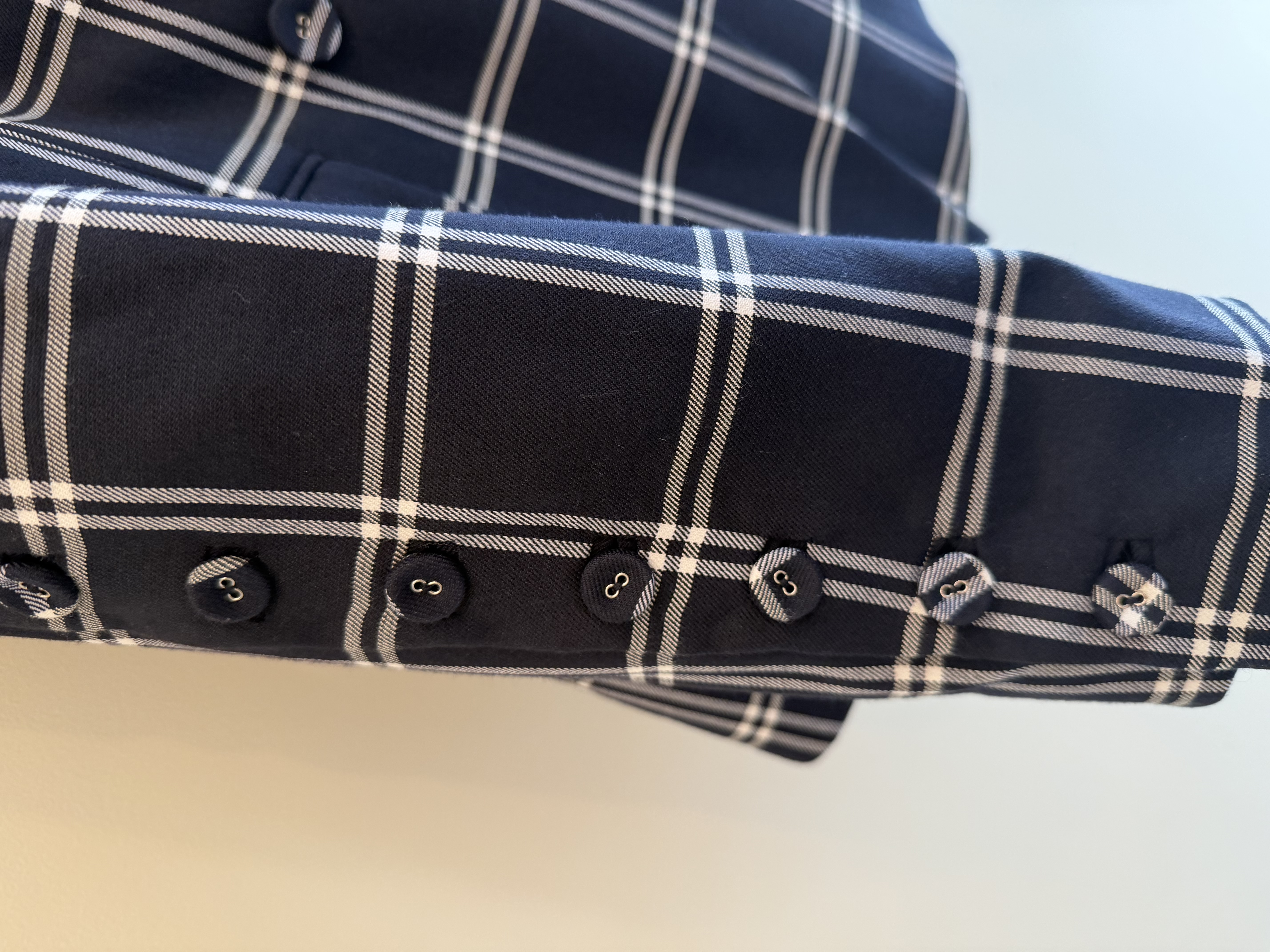 Jonathan Simkhai Jonathan Simkhai Midnight Combo Navy Checked Double Breasted Blazer Size 2 — photograph 4