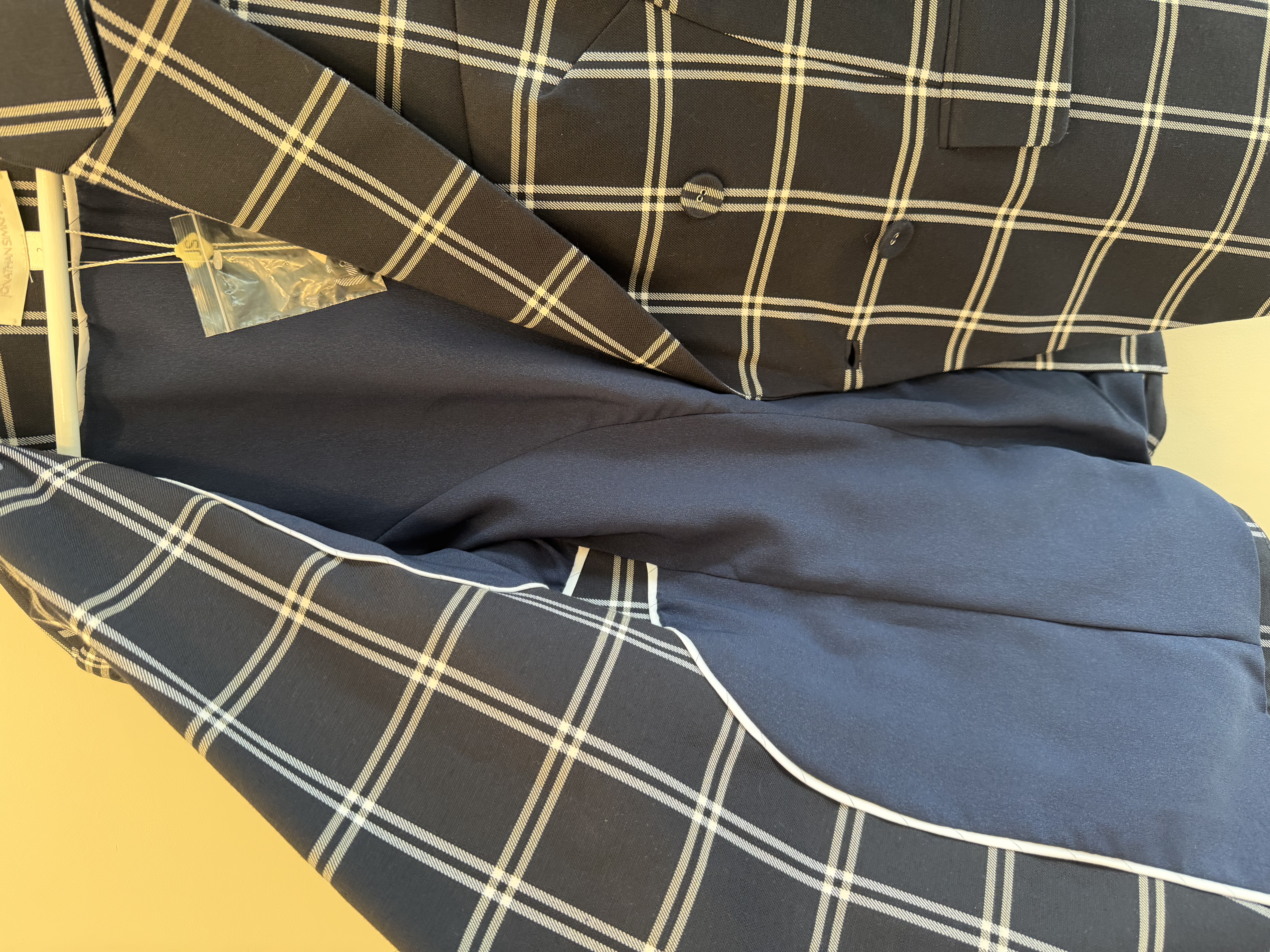 Jonathan Simkhai Jonathan Simkhai Midnight Combo Navy Checked Double Breasted Blazer Size 2 — photograph 5