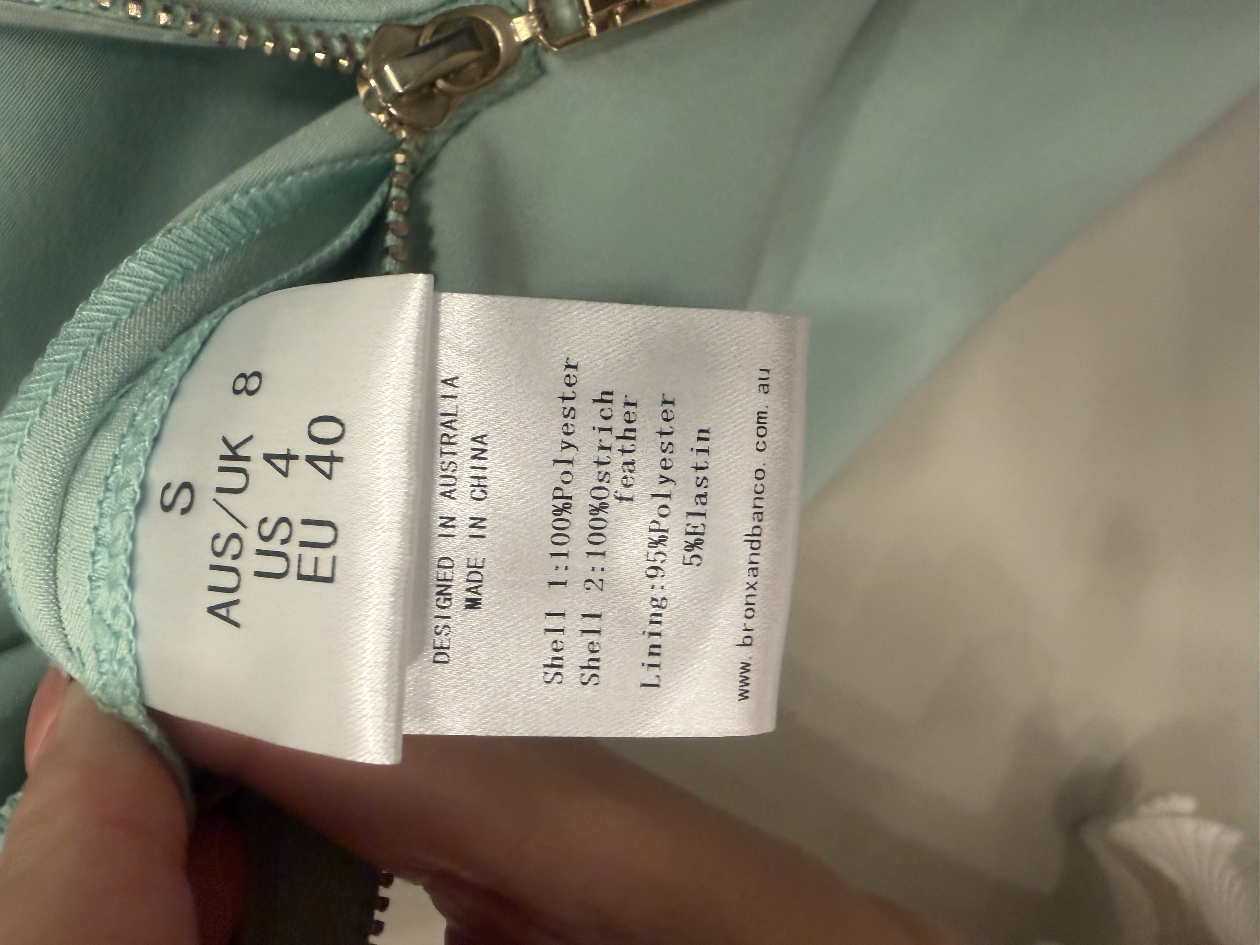 Bronx & Banco Bronx & Banco Mint Green Ostrich Feather Strapless Jumpsuit UK 8 — photograph 7